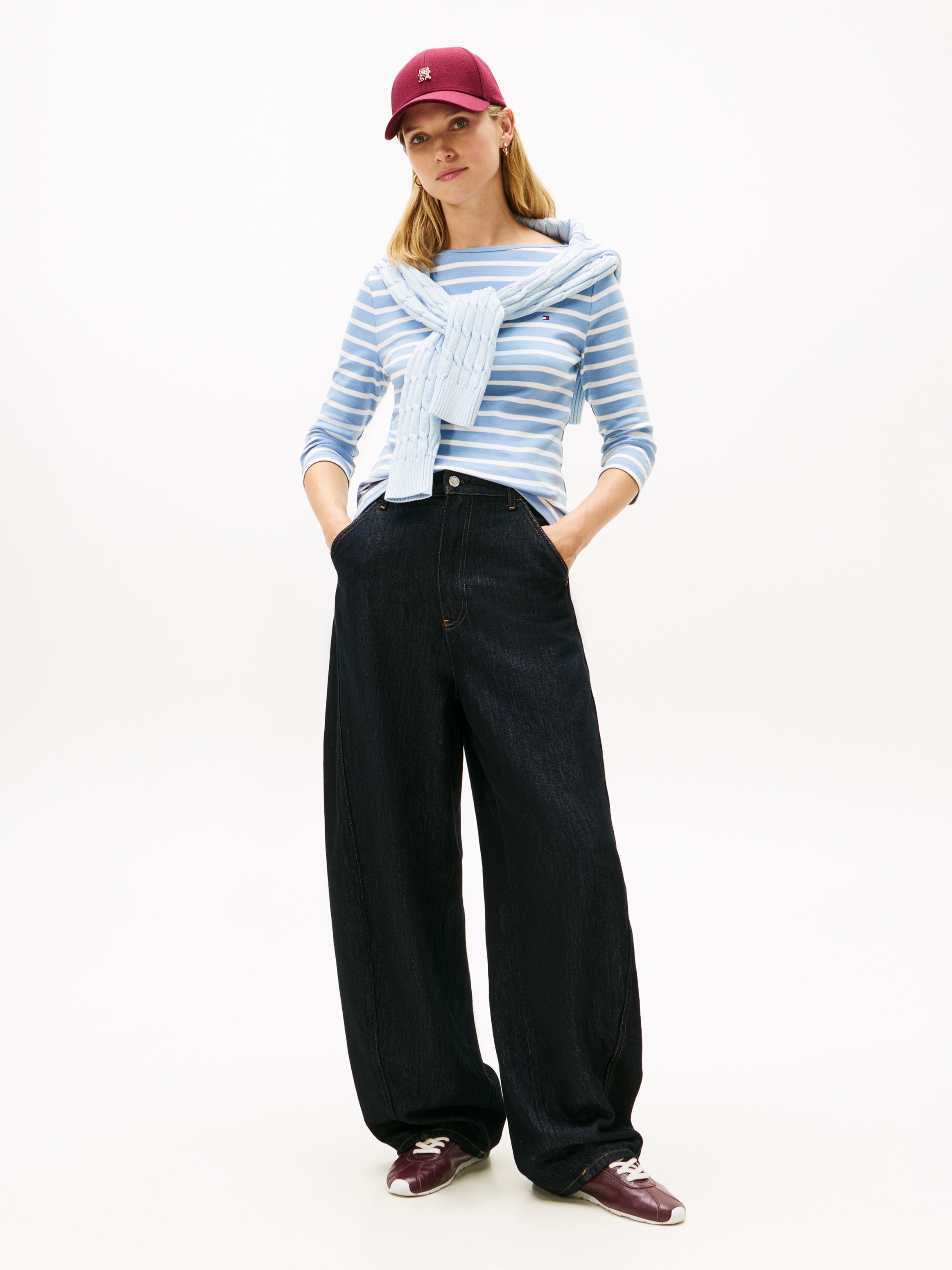 Tommy Hilfiger T-shirt à manches 3/4 »NEW CODY BOAT-NECK« Baumwolle, U-Boot-Ausschnitt, Slim Fit