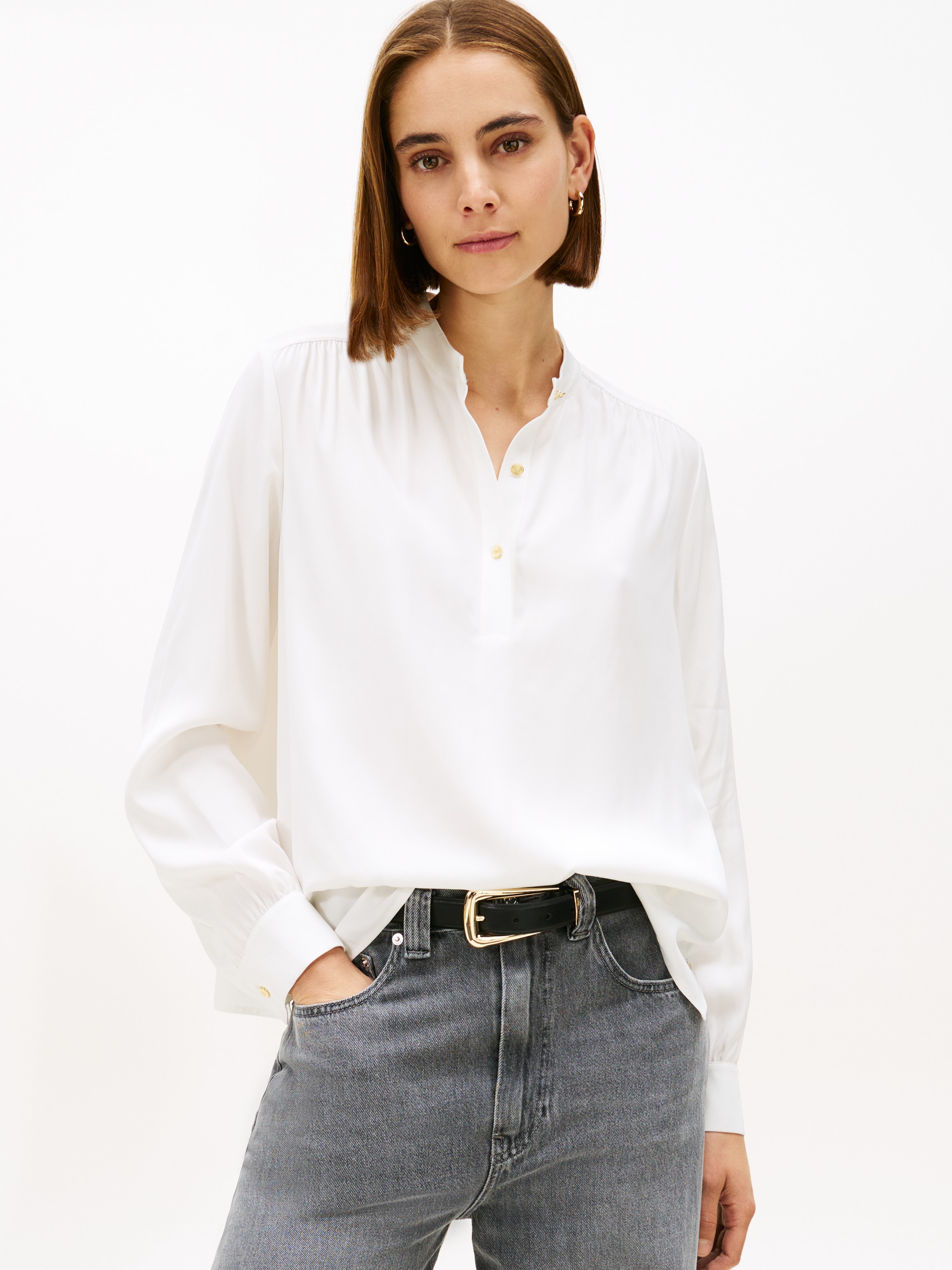 Image of Tommy Hilfiger Langarmbluse "VIS TWILL V-NK BLOUSE"