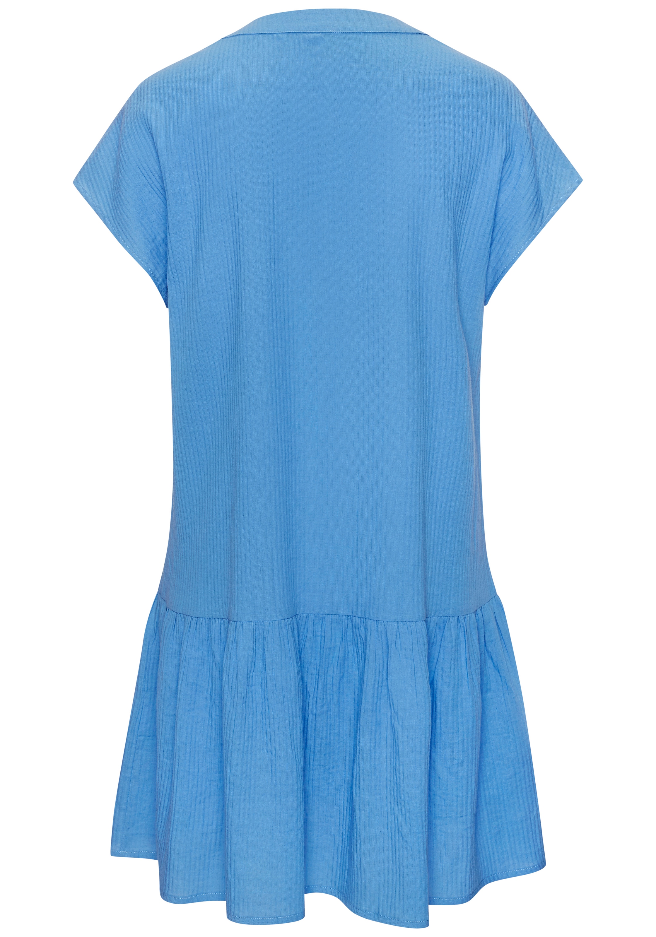 Vivance Robe chemisier »aus strukturierter Ware mit Volant« Sans poches lockeres Tunikakleid, Sommerkleid, Strandkleid, Basic