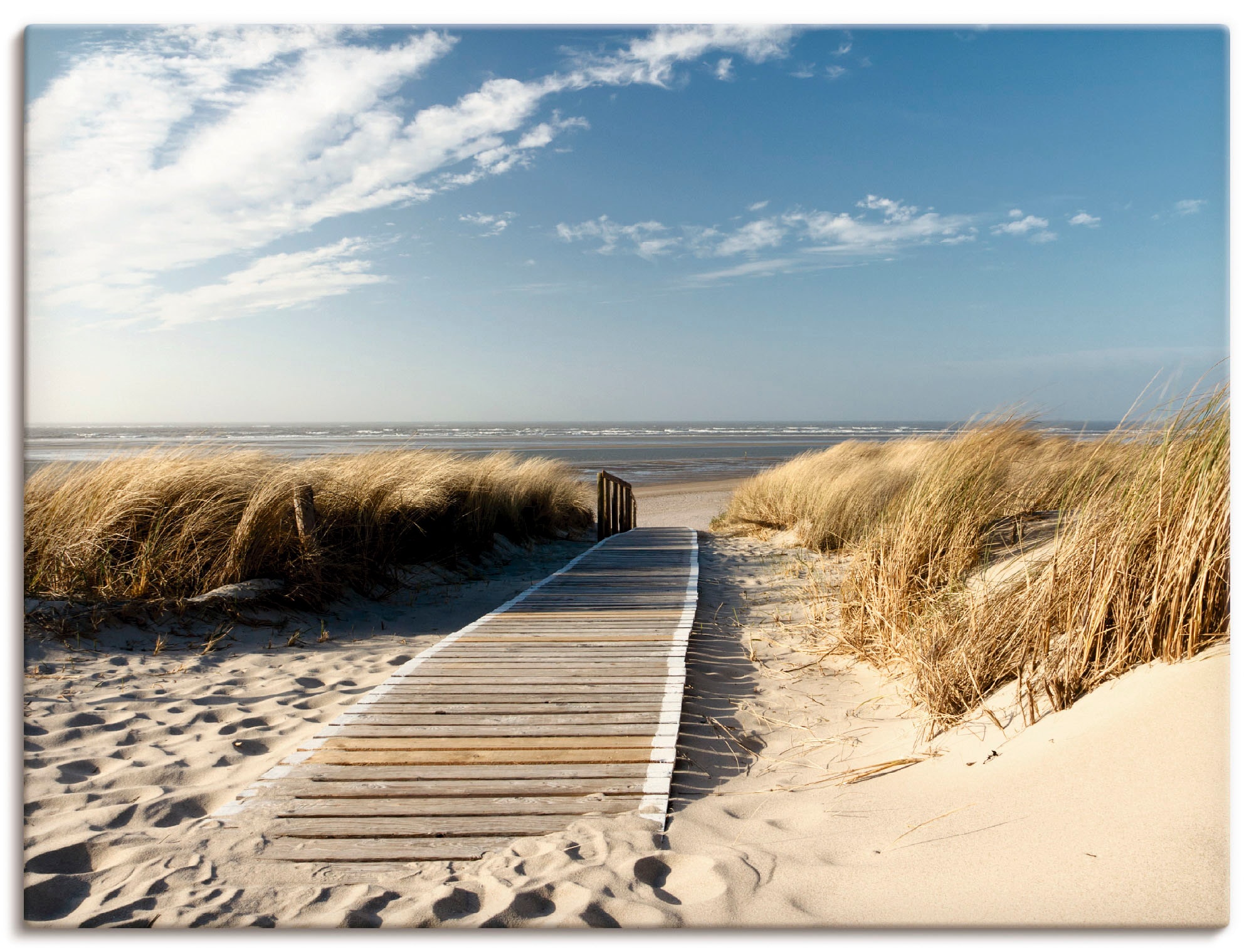Image of Artland Leinwandbild "Nordseestrand auf Langeoog - Steg" Strand 1 Stk. tlg. auf Holzrahmen gespannt