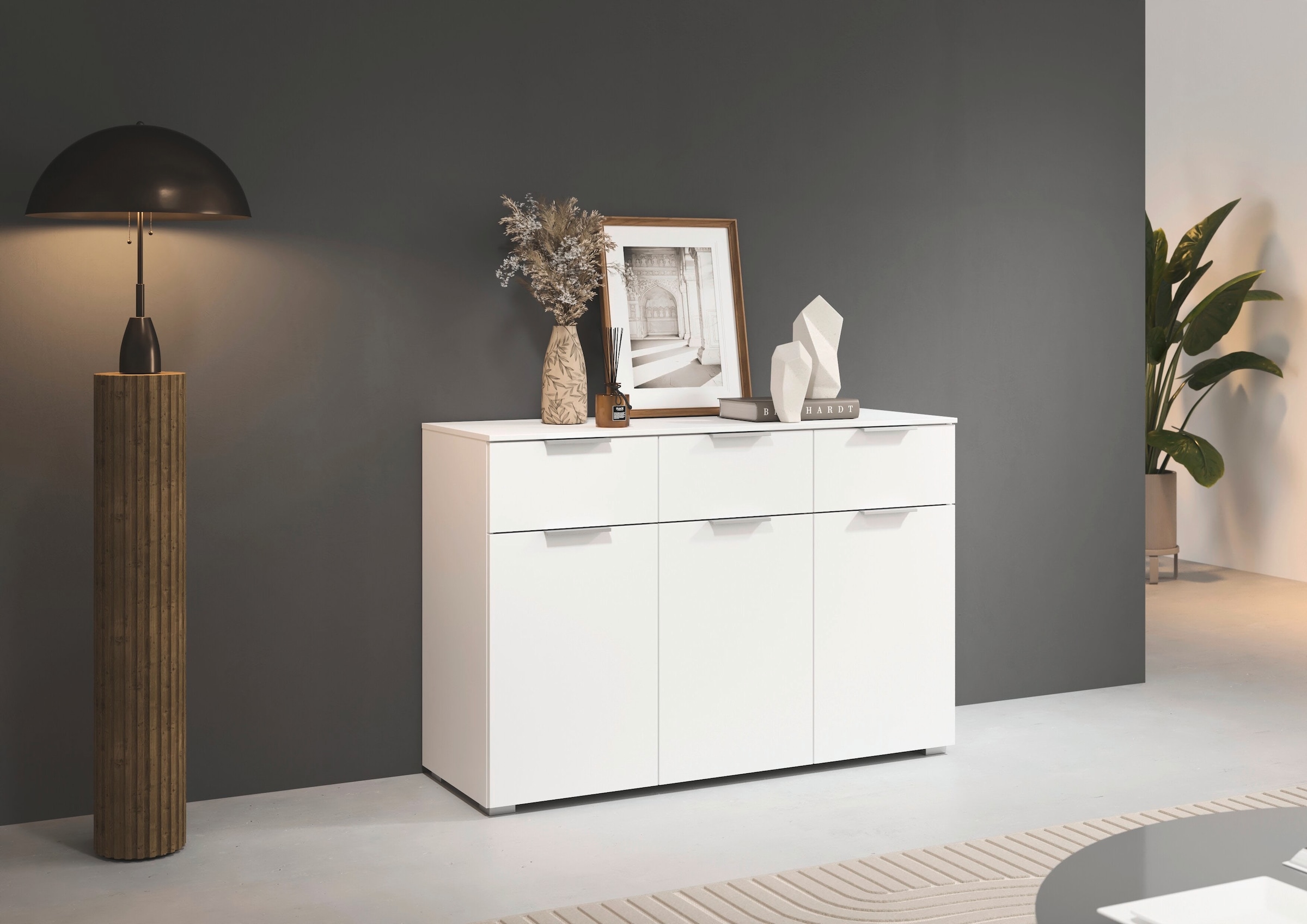GOODproduct Kombikommode »Kommode Sideboard Schubladenkommode Schlafzimmerkommode CORTONA« Breite 120 cm inkl. SOFT-CLOSE-FUNKTION, mit moderner Dekor-Front,  mit 3 Schubladen und 3 verstellbaren Einlegeboden MADE IN GERMANY