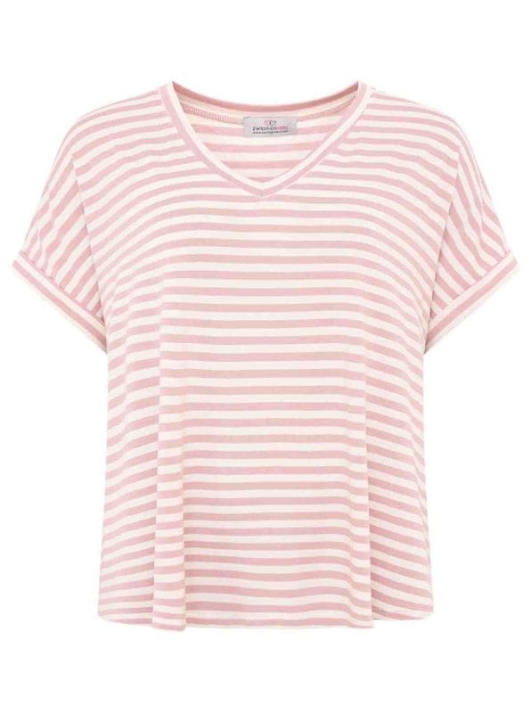 Zwillingsherz T-Shirt »"Maritime Streifen"«, One Size, Kurzarm, V-Ausschnitt, gestreift, Loose Fit