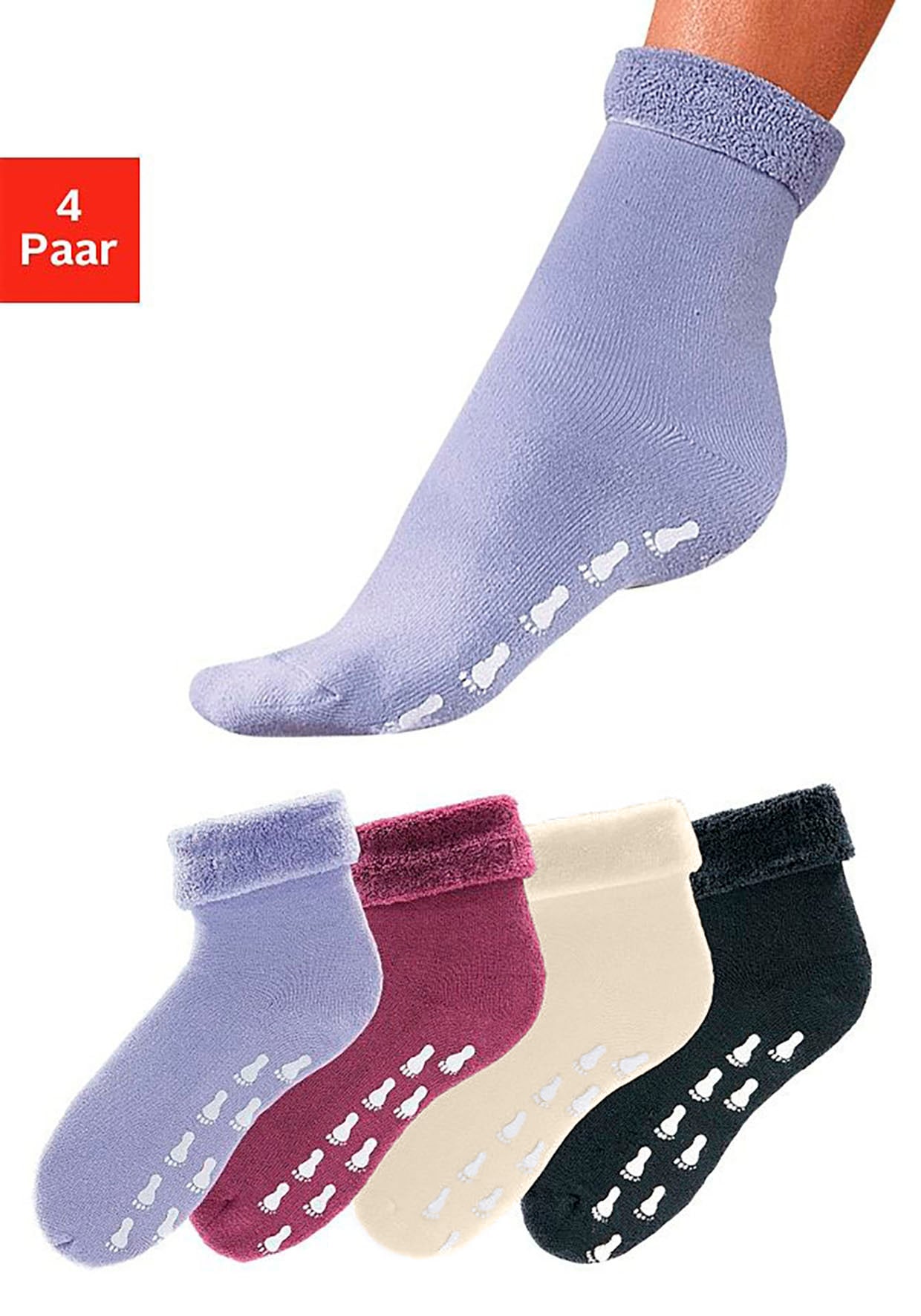 Image of Go in ABS-Socken Packung, 4 Stk. tlg. mit Antirutschsohle und Vollfrottee