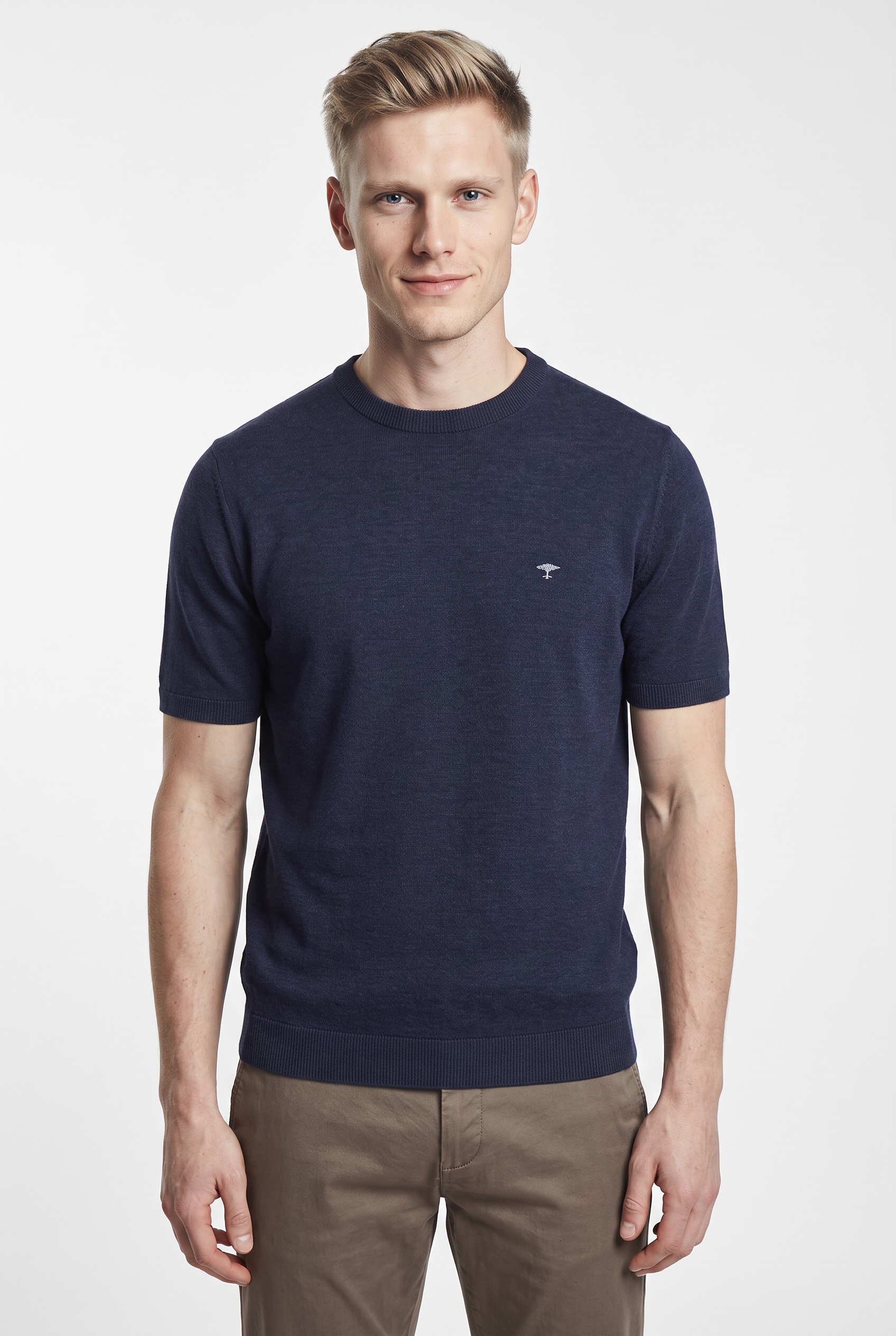 Image of FYNCH-HATTON Strickpullover Sommerpullover - halbarm - mit Stickerei