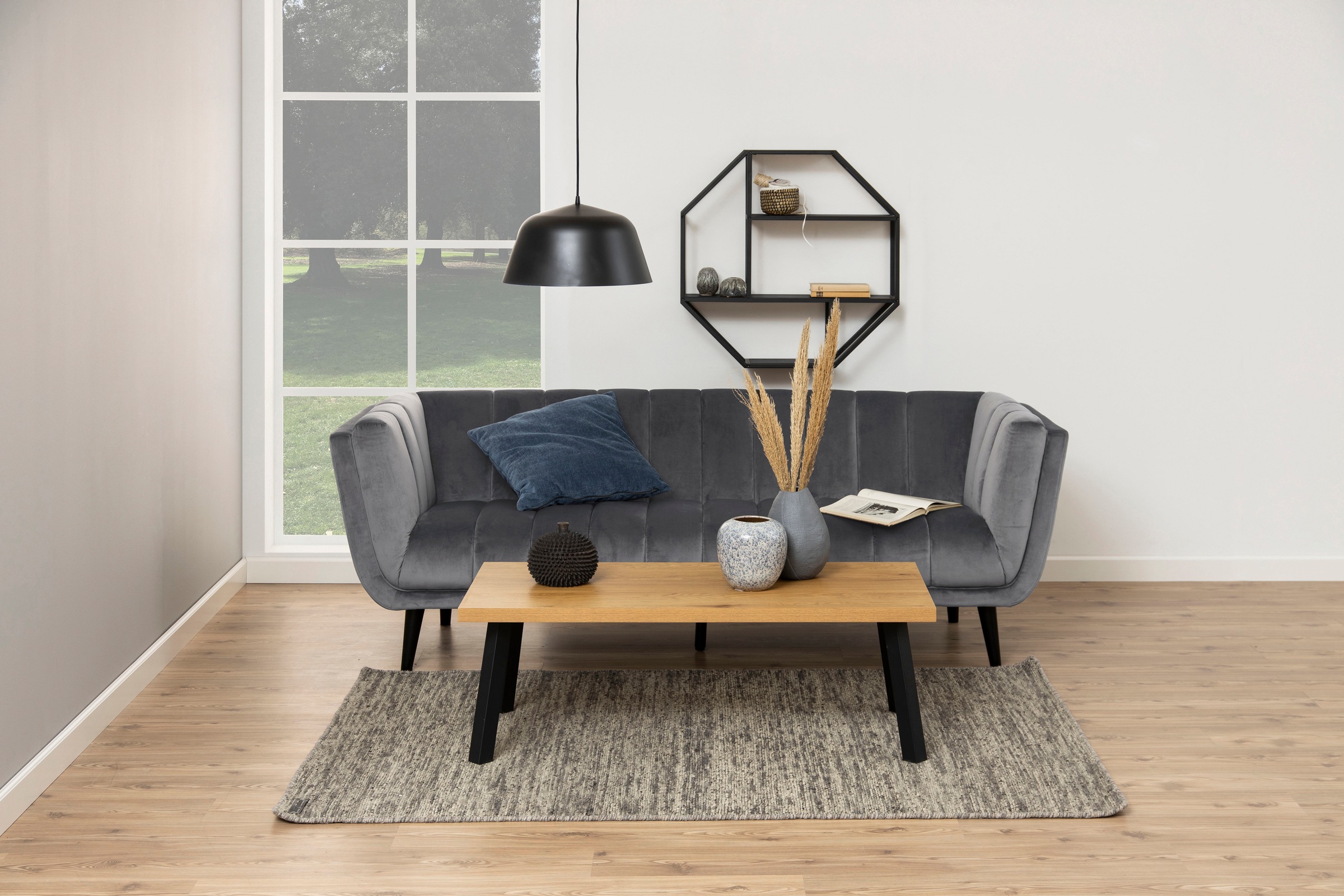 ACTONA GROUP Wandregal Metallgestell, 2 Einlegeböden, Achteckform und asymmetrischen Details