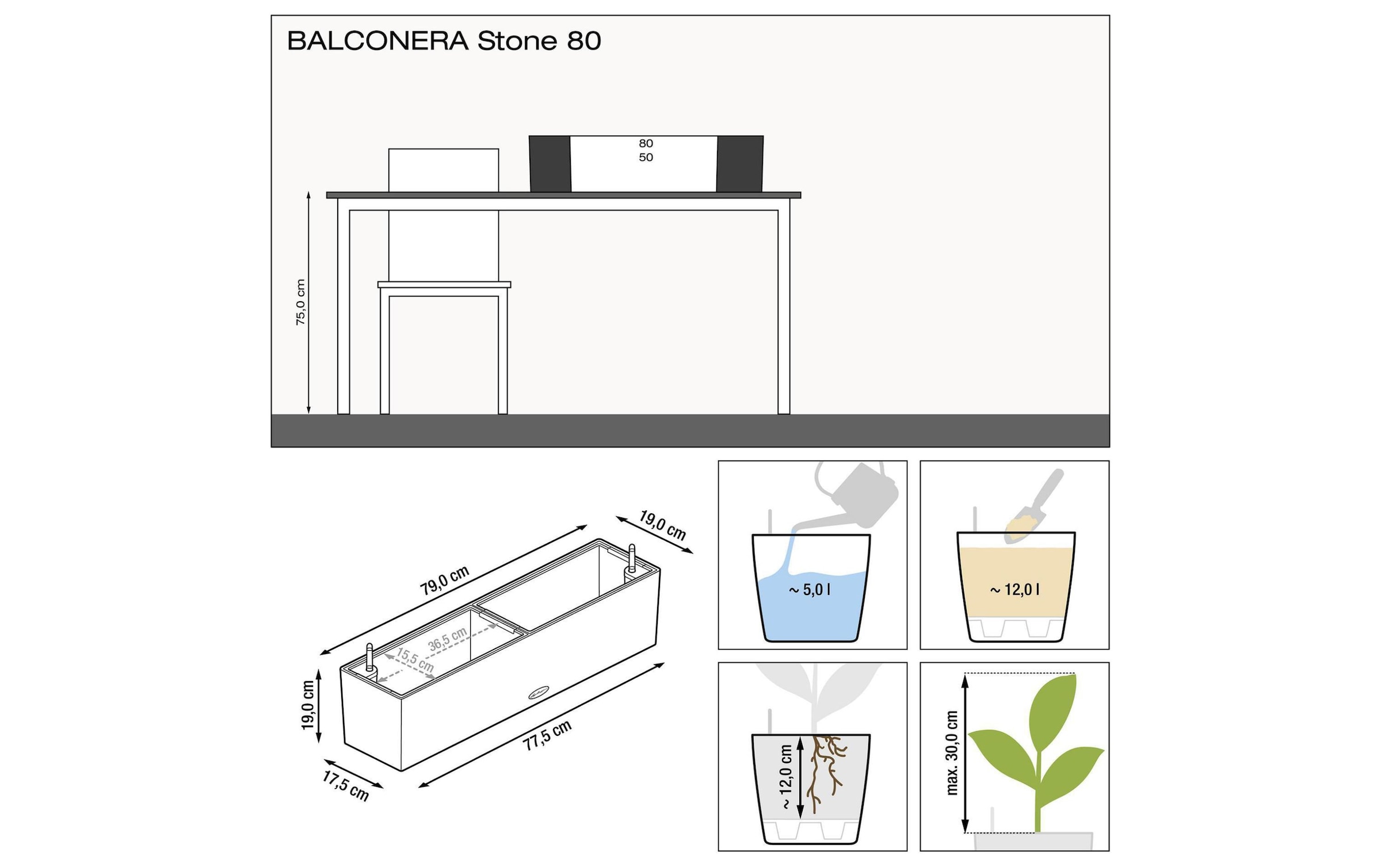   Cache-pot »BALCONERA Stone 80 Beige«