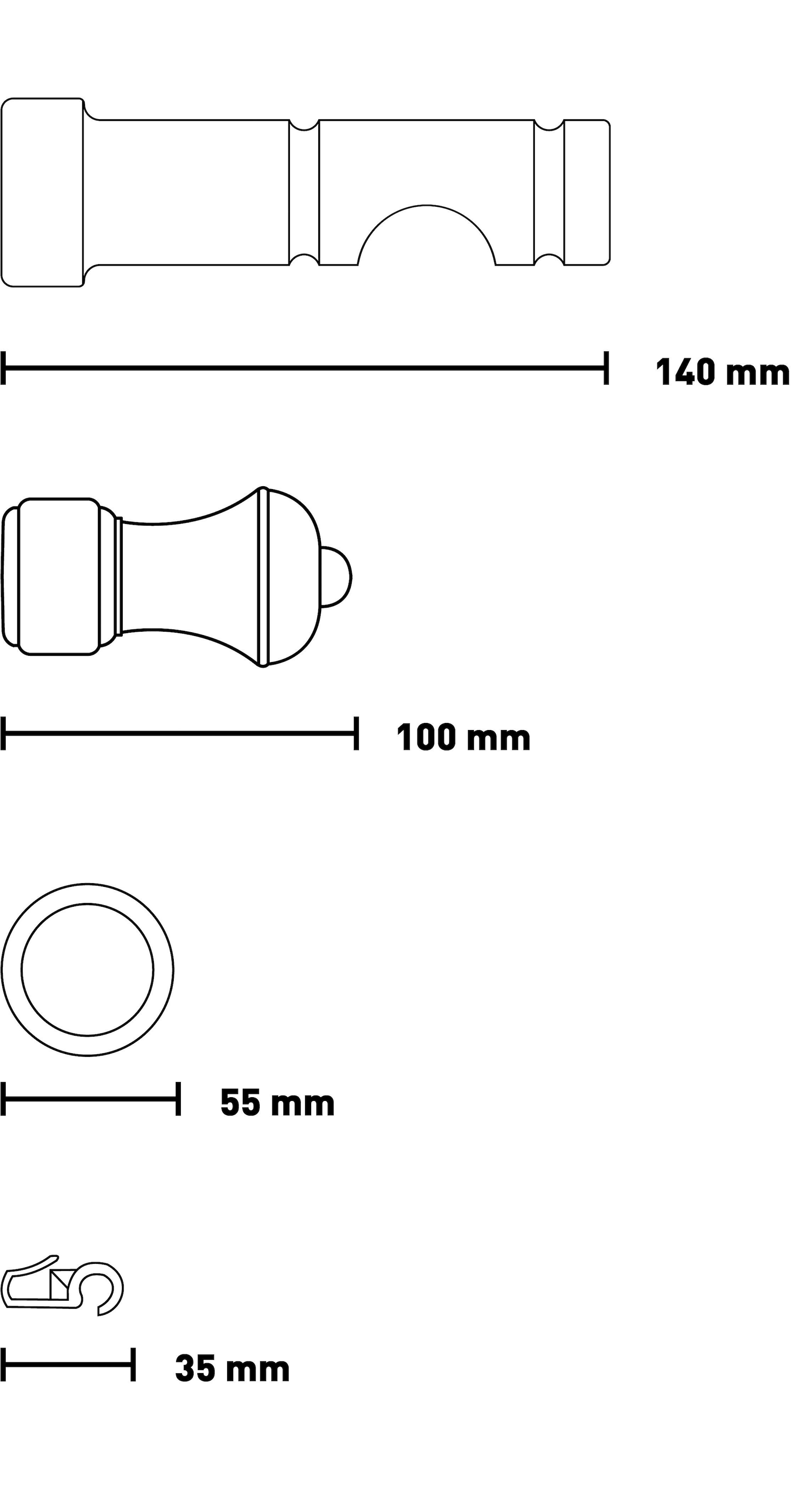 SN DECO GROUP Gardinenstange »Ares« 1 läufig-läufig Fixmass 28 mm, Holz, verschiedene Längen und Farben, Komplettset