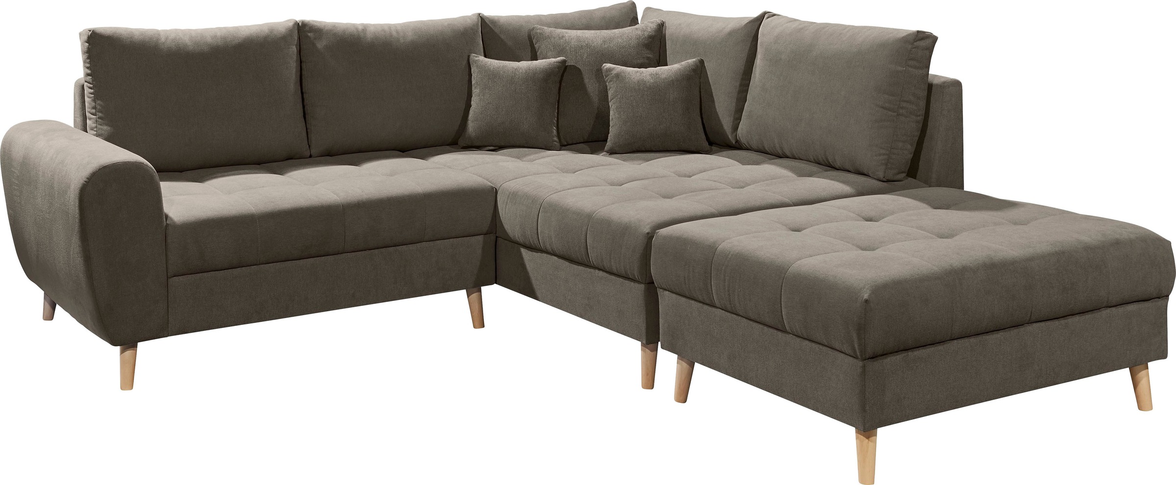 ED EXCITING DESIGN Ecksofa »Alice L-Form« mit Hocker & 3 Zierkissen