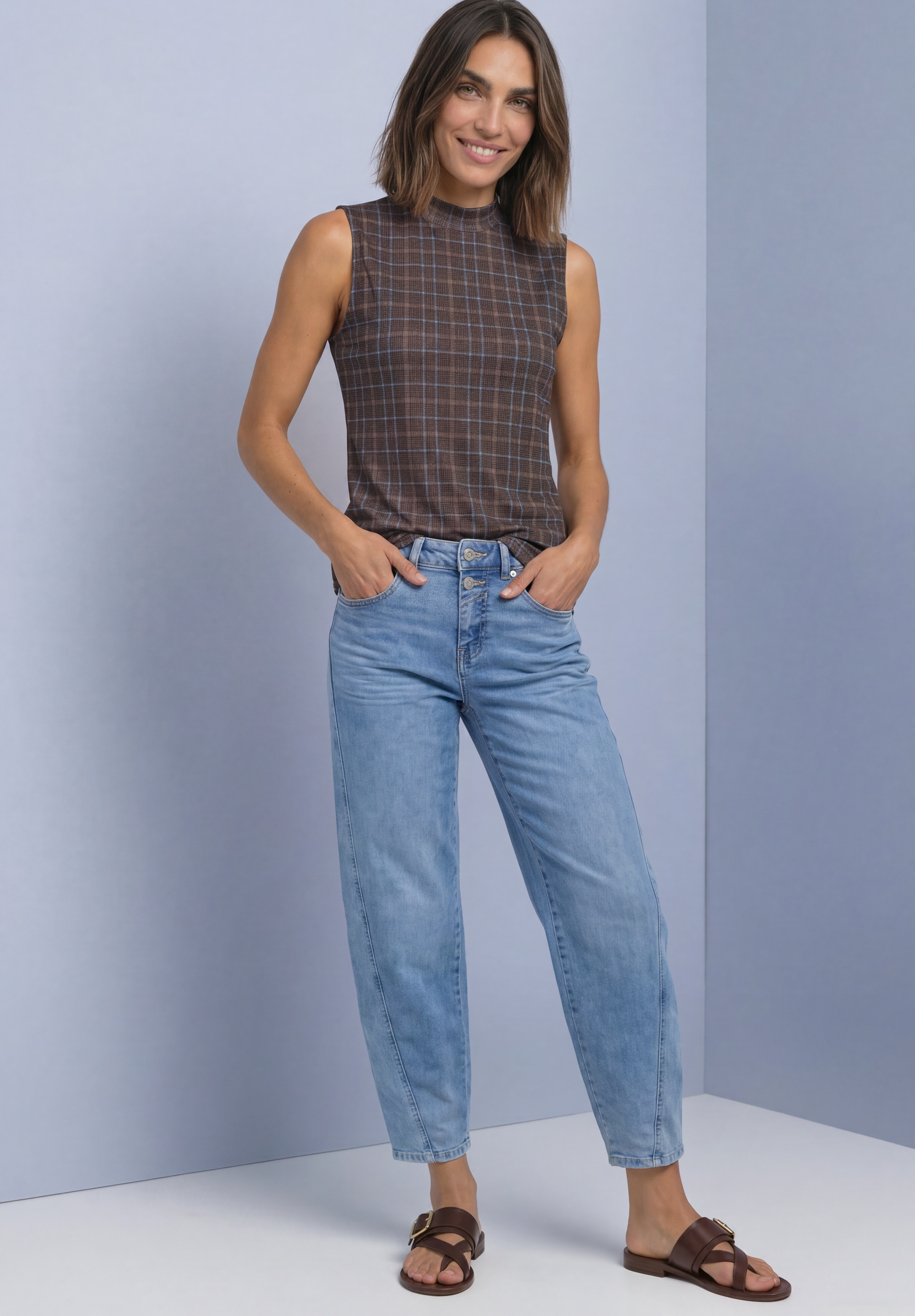 STREET ONE Mesh-Top Turtle Neck Sommer-Top aus Mesh mit Print