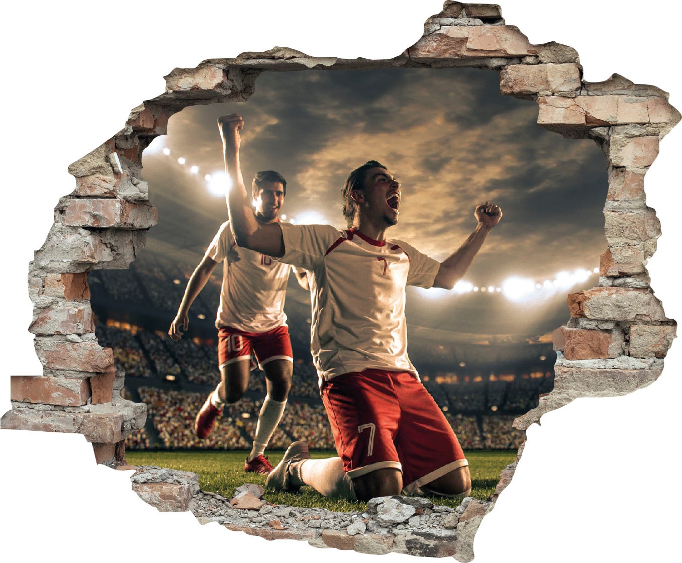 Image of queence Wandtattoo "Fussball Jubel" Wandsticker, Wandbild, selbstklebend, 3D, Wanddurchbruch