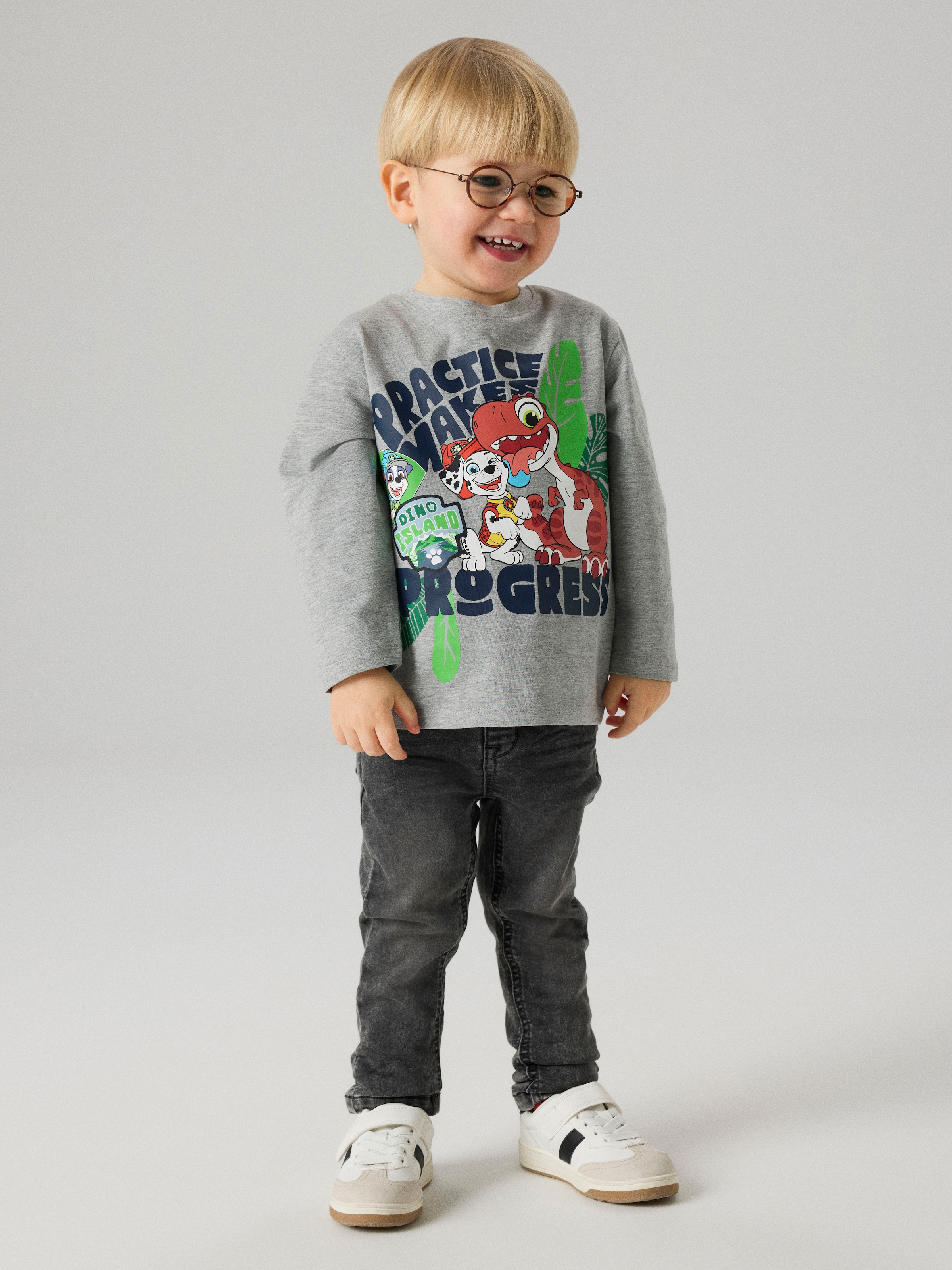 Name It T-Shirt »NMMJIK PAW LS NREG TOP BOX NOOS CPLGM« Baumwollmischung, regular fit