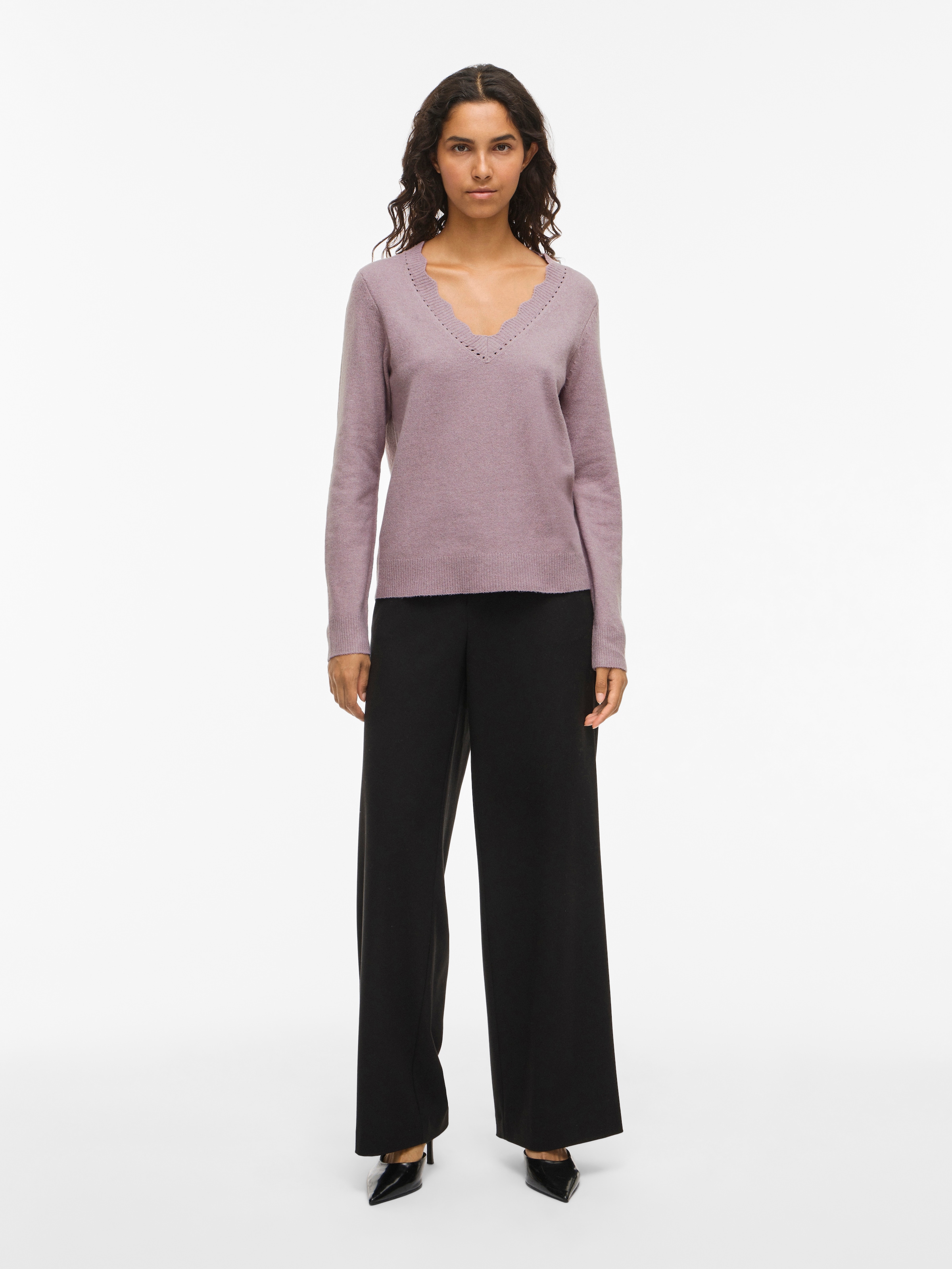 Vila Pull col V »VINIKOLINA V-NECK L/S KNIT TOP - NOOS«