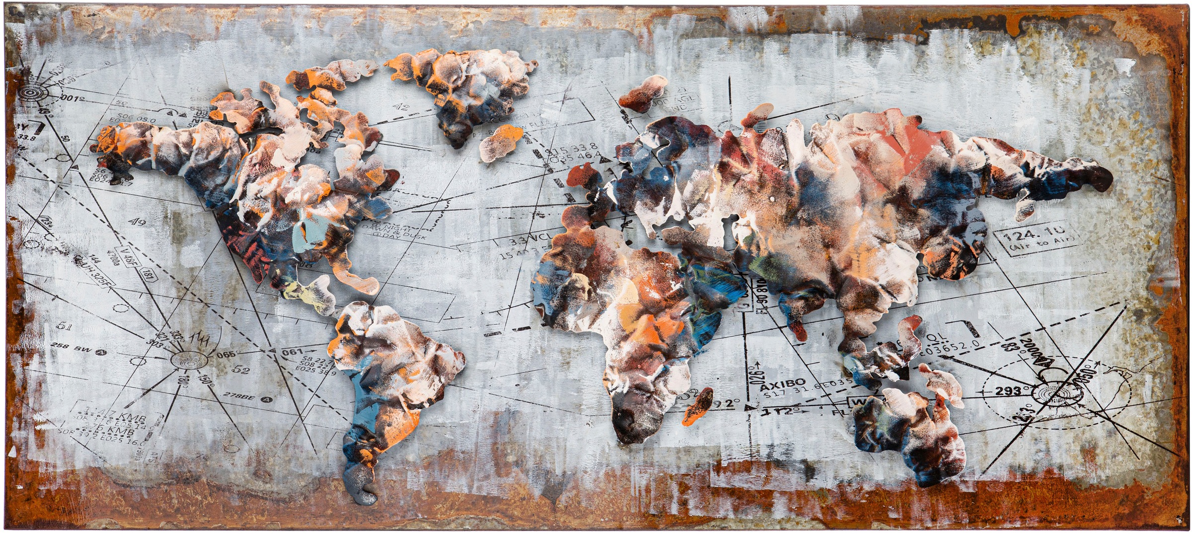 Image of Spiegelprofi GmbH Metallbild »BRUNA«, World, (1 St.), Weltkarte mit farblich abgesetzten Kontinenten bei Ackermann Versand Schweiz