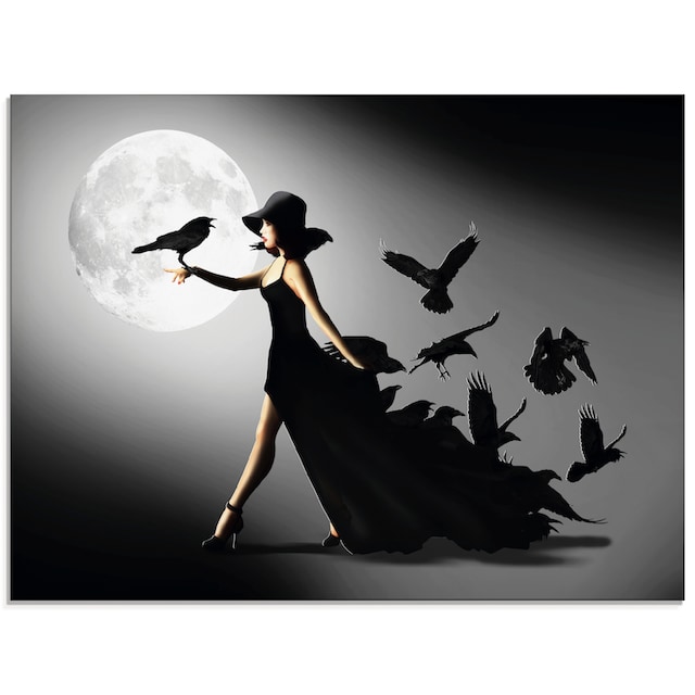 Artland Glasbild »Die Frau mit den Raben«, Animal Fantasy, (1 St.), in verschiedenen  Grössen kaufen