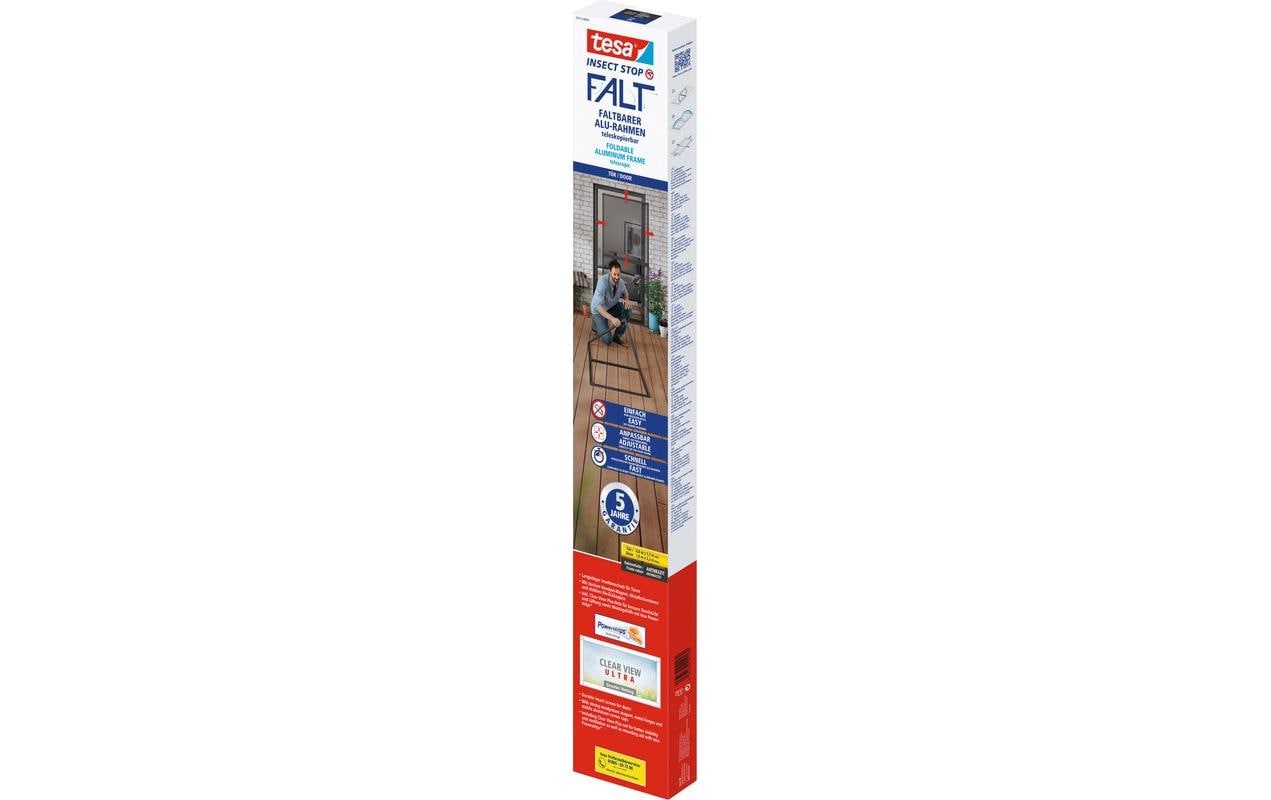 tesa Cadre de fenêtre moustiquaire »FALT Alu Rahmen teleskopierbar Premium für Türen« Paquet, Cadre télescopique en aluminium, 1 cuis tlg. Moustiquaire alu 80 cm x 170 cm jusqu'à 100x cm x 220 cm