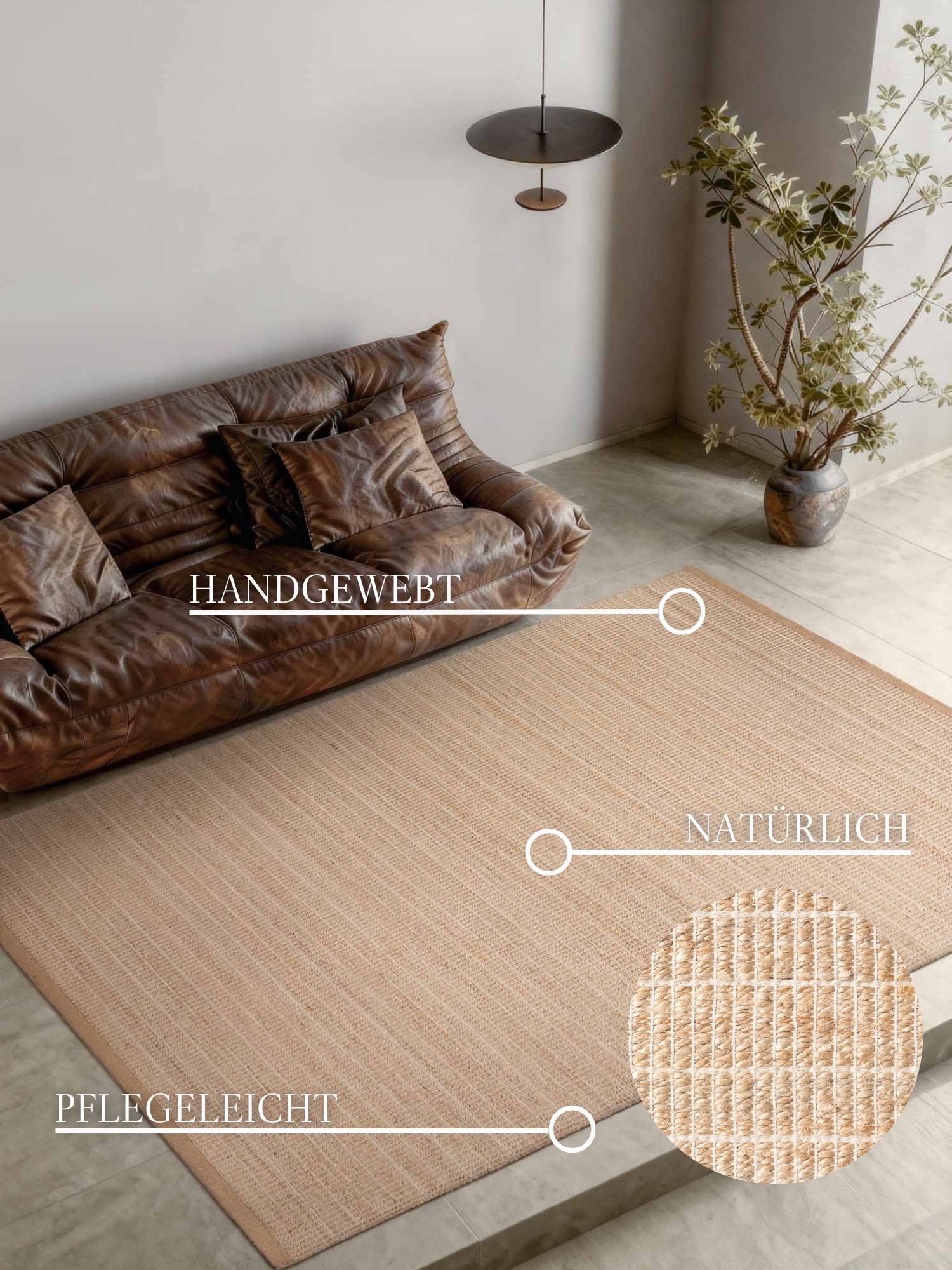 Villeroy & Boch Tapis »Birka« Rectangulaire 6 mm Höhe Jute, naturel, salon, salle à manger, chambre, couloir, moderne, boho