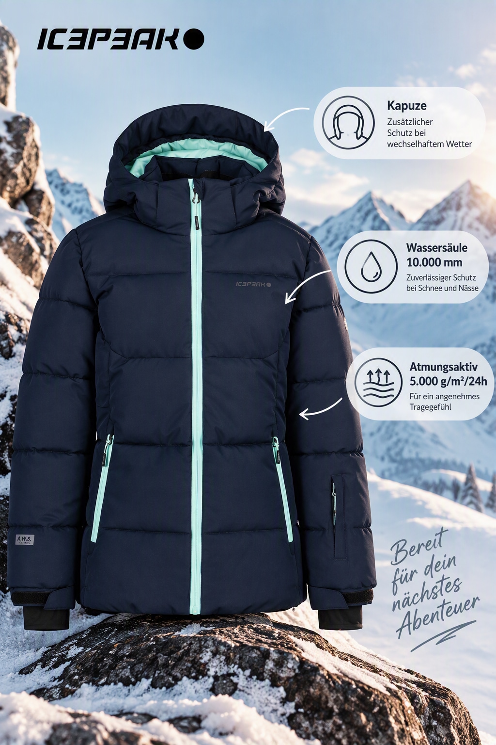 Icepeak Skijacke »ICEPEAK LORIS JR« für Kinder und Jugendliche, mit Wassersäule 10000, wasserabweisend
