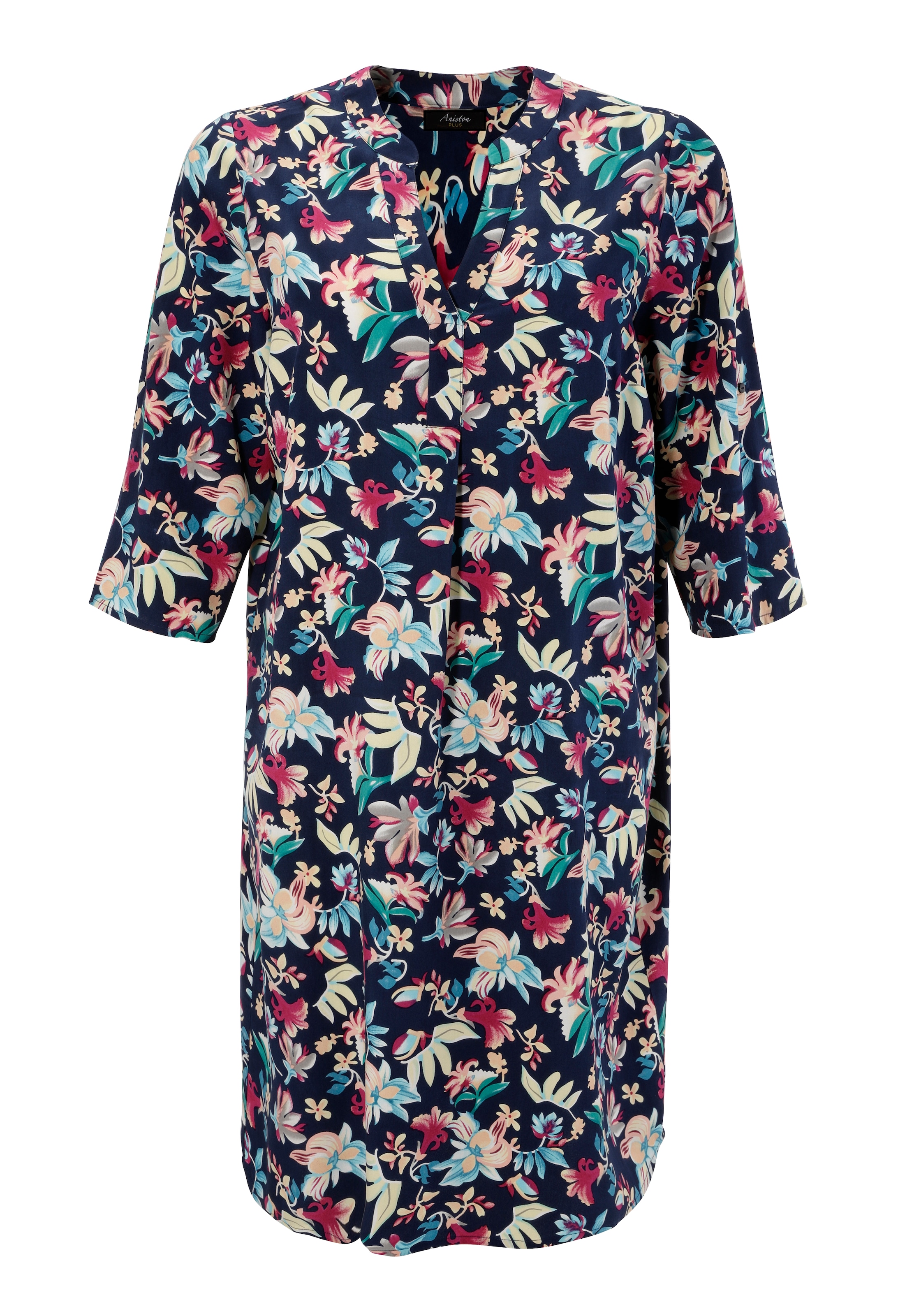 Aniston PLUS Sommerkleid, mit farbharmonischem, Blüten Druck - NEUE KOLLEKTION
