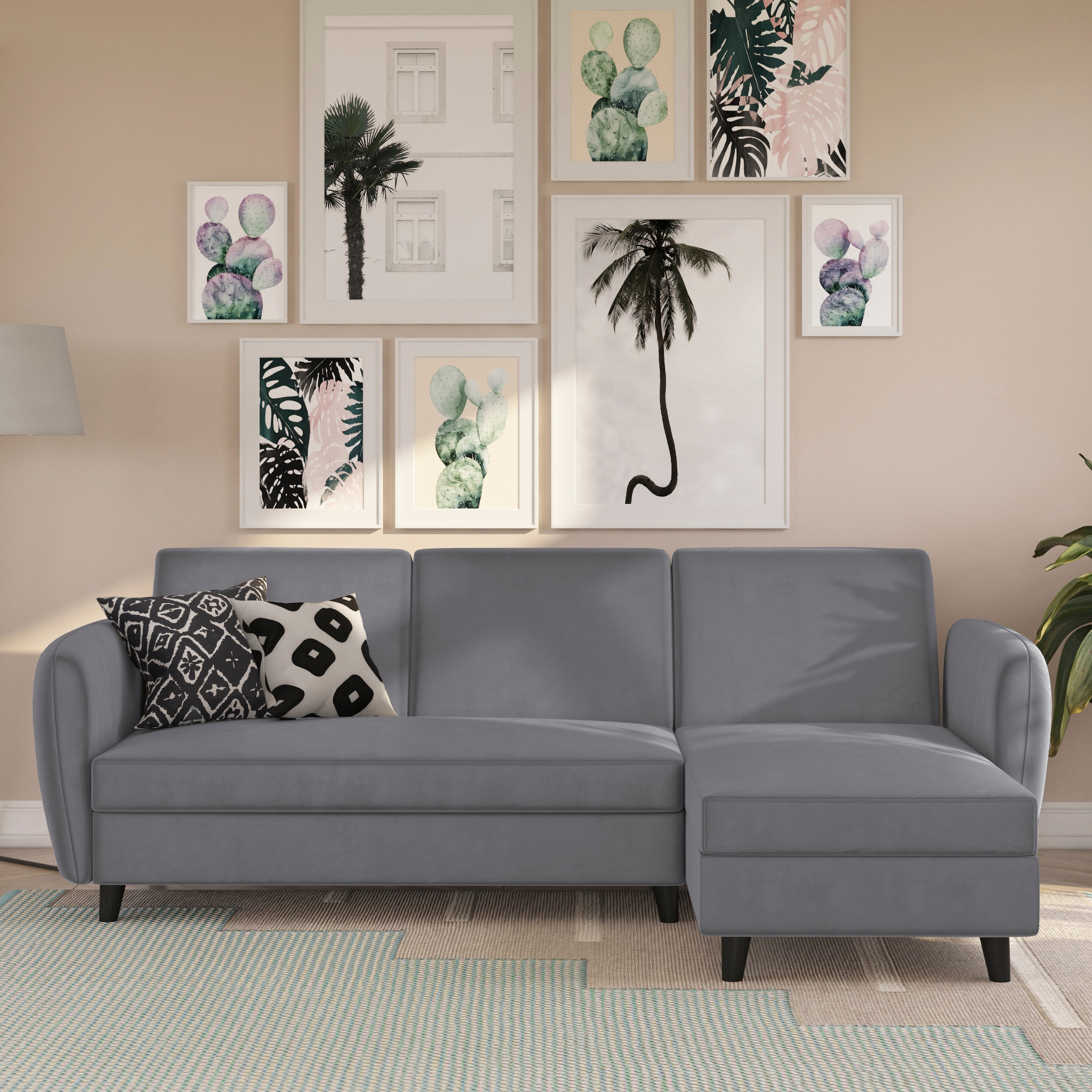 Image of Dorel Home Ecksofa "Perry, L-Form," Rückenlehne, verschiedene Farbvarianten, Sitzhöhe 43 cm, Breite 219 cm