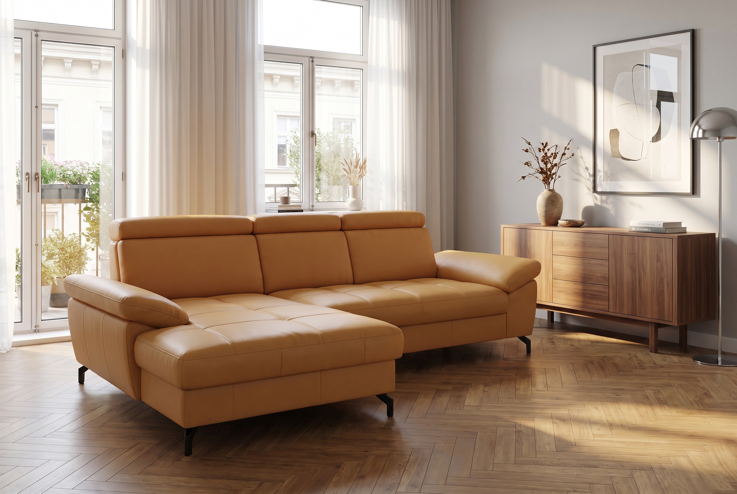 Image of sit&more Ecksofa "Vanity L-Form, Leder, B: 264 cm, mit Sitz-, Kopf u. Armteilverstellung" Couch optional mit Schlaffunktion & Bettkasten, in Leder