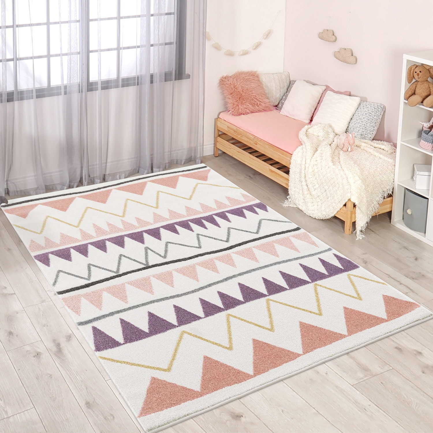Image of Carpet City Kinderteppich "Anime9382" rechteckig 11 mm Höhe Spielteppich, Zickzack, Weicher Flor, Pflegeleicht, Kinderzimmer