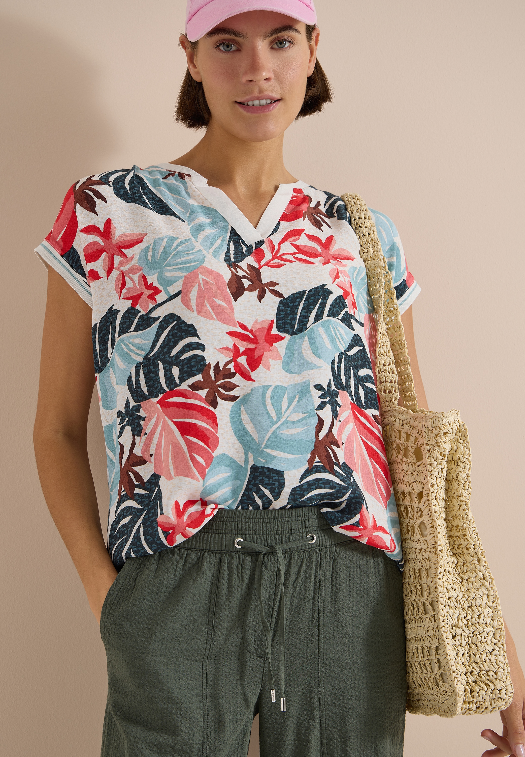Image of Cecil Shirtbluse Sommershirt mit Split Neck und Printmix