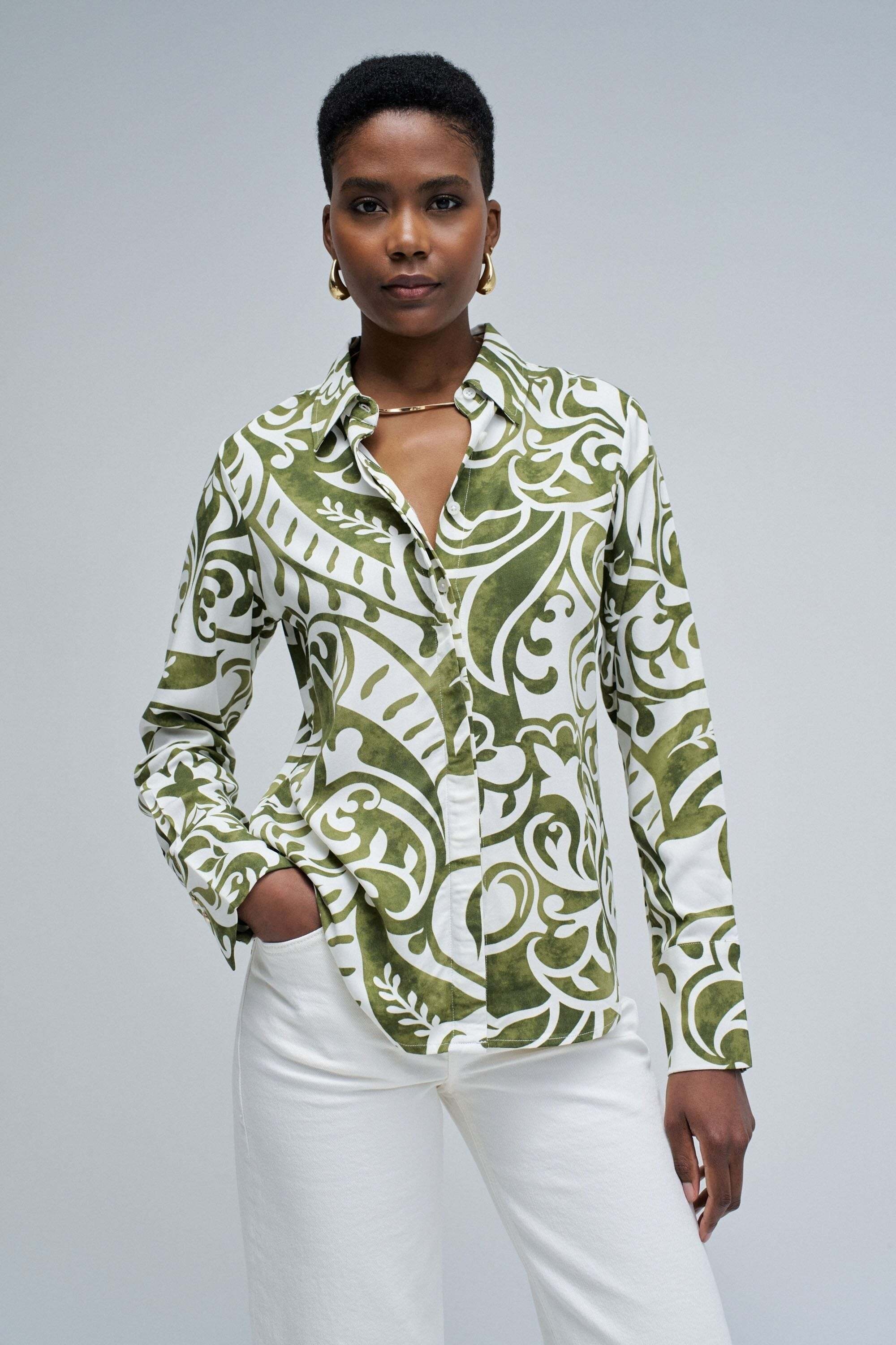 Salsa Langarmbluse »Salsa Jeans Langarmbluse Basic Shirt W/ Gold Buttons«