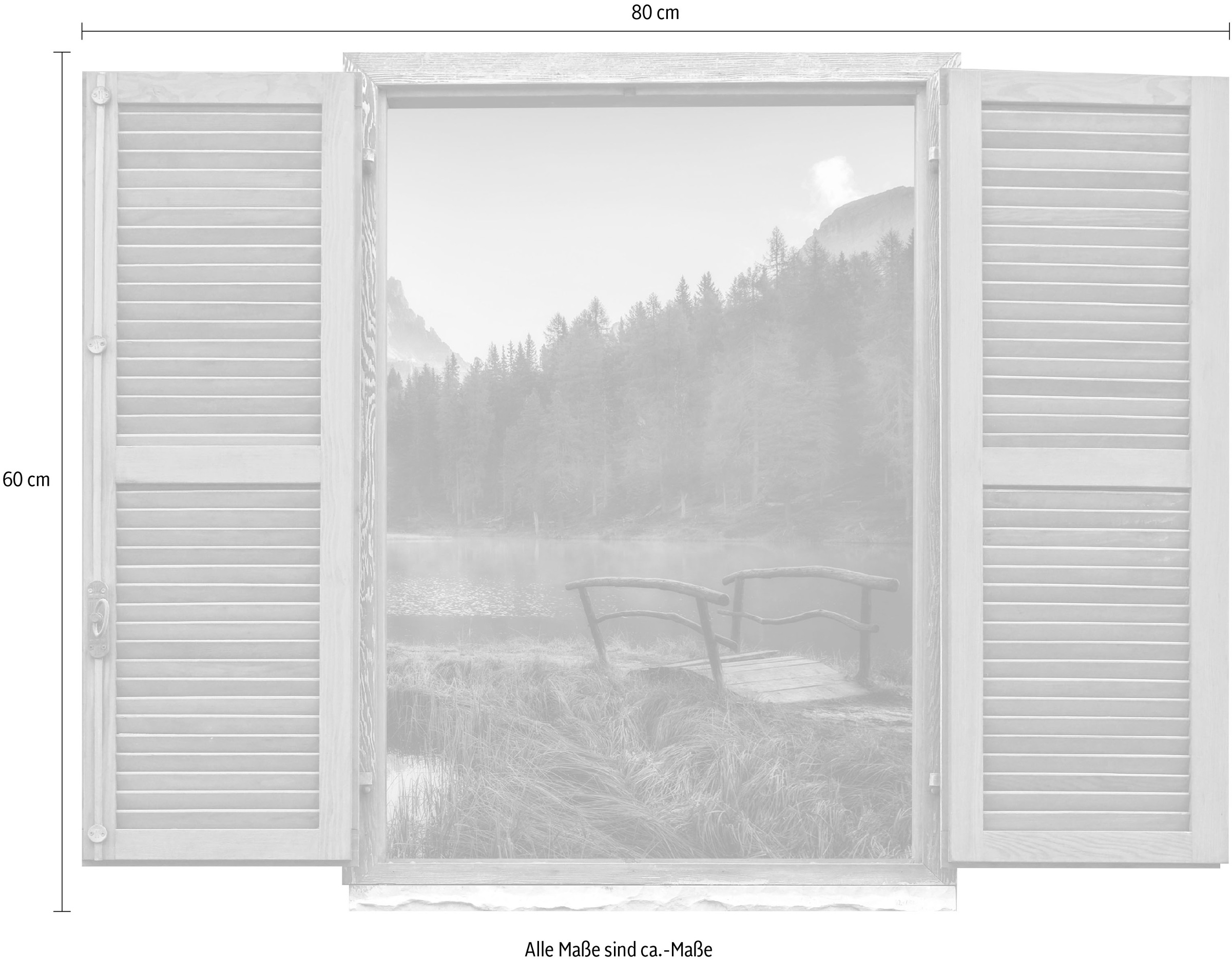 queence Wandtattoo »Wald am See« Wandsticker, Wandbild, selbstklebend, 3D, Fenster