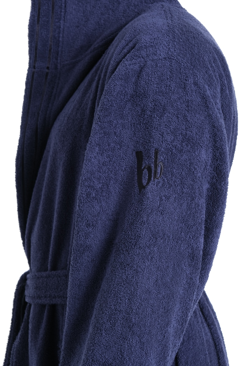 Bruno Banani Herrenbademantel »Clement, ideal für Sauna & Spa, Hotelbademantel, Morgenmantel«, (1 St.), 100% Baumwolle, einfarbig, glänzende Streifen-Bordüre, Taschen, S-4XL