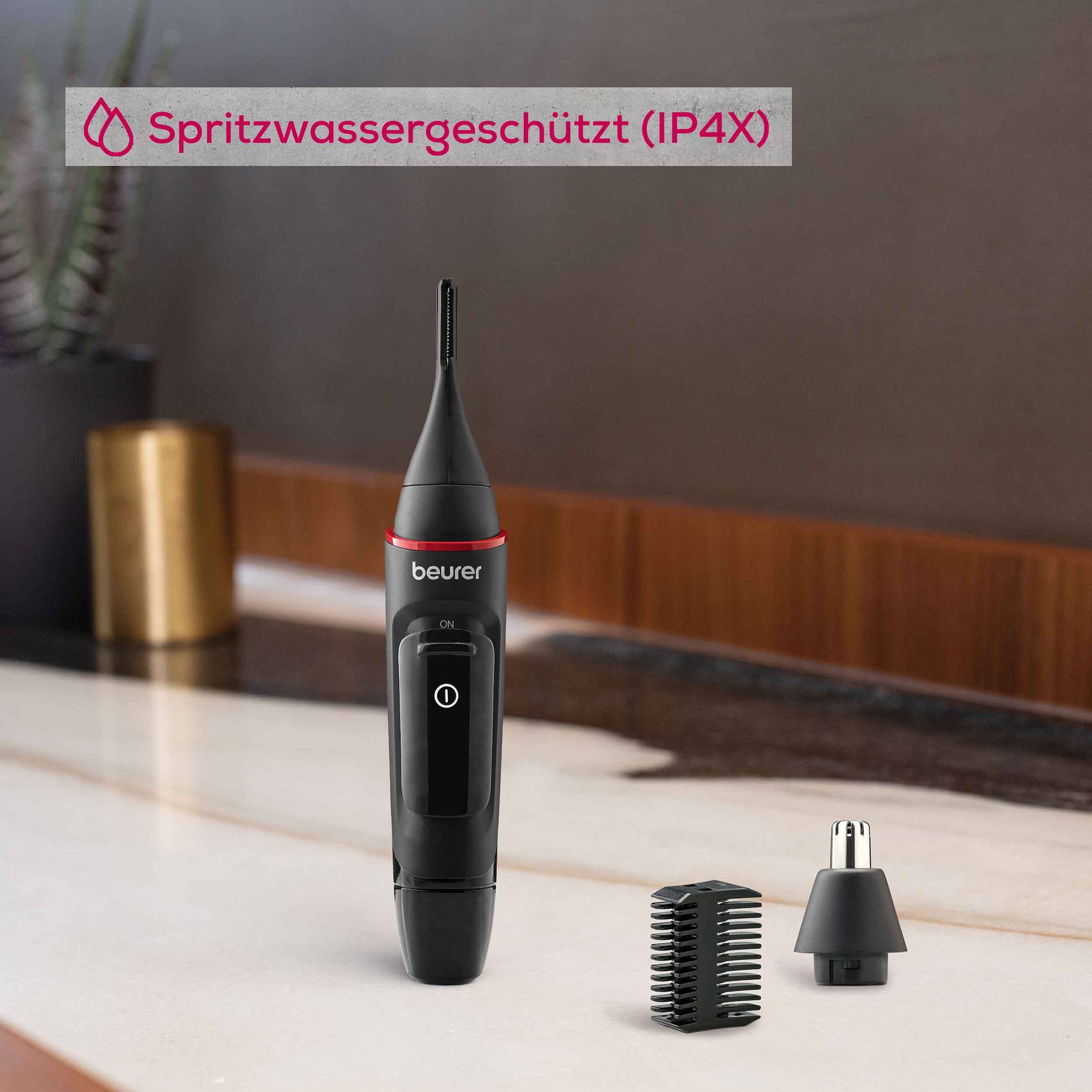 BEURER Tondeuse pour nez et oreilles »MN3X, Präzisionstrimmer für Augenbrauen, Nasen- sowie Ohrhaare« 3 Aufsätze Mit 2 Aufsätzen und extra Kammaufsatz mit 3 und 6 mm