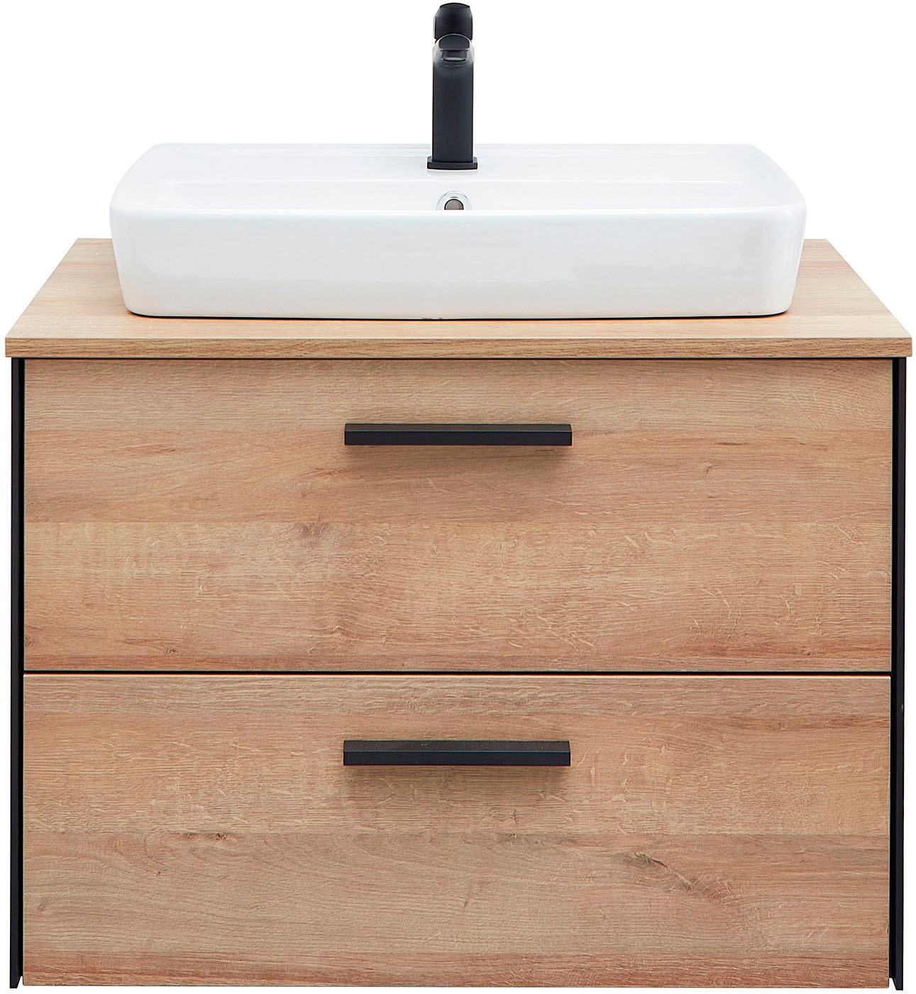 Saphir Ensemble de meubles de salle de bain »Quickset 395 2-teilig, Keramik-Aufsatzbecken mit LED-Spiegel« 4 cuis tlg.