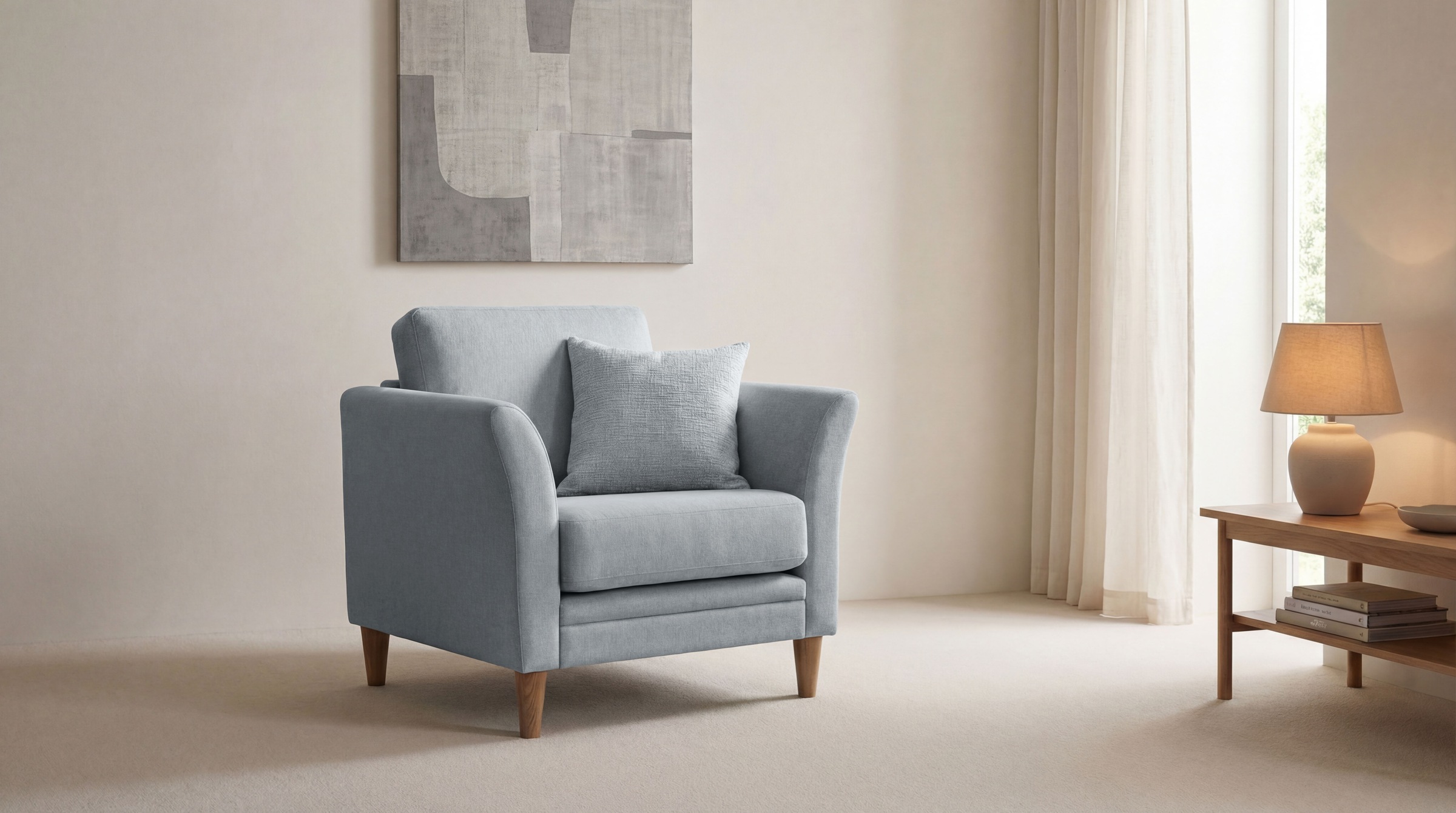 GOODproduct Fauteuil »Arellano, Breite 93 cm« design classique, avec pieds en bois massif, tissu fin