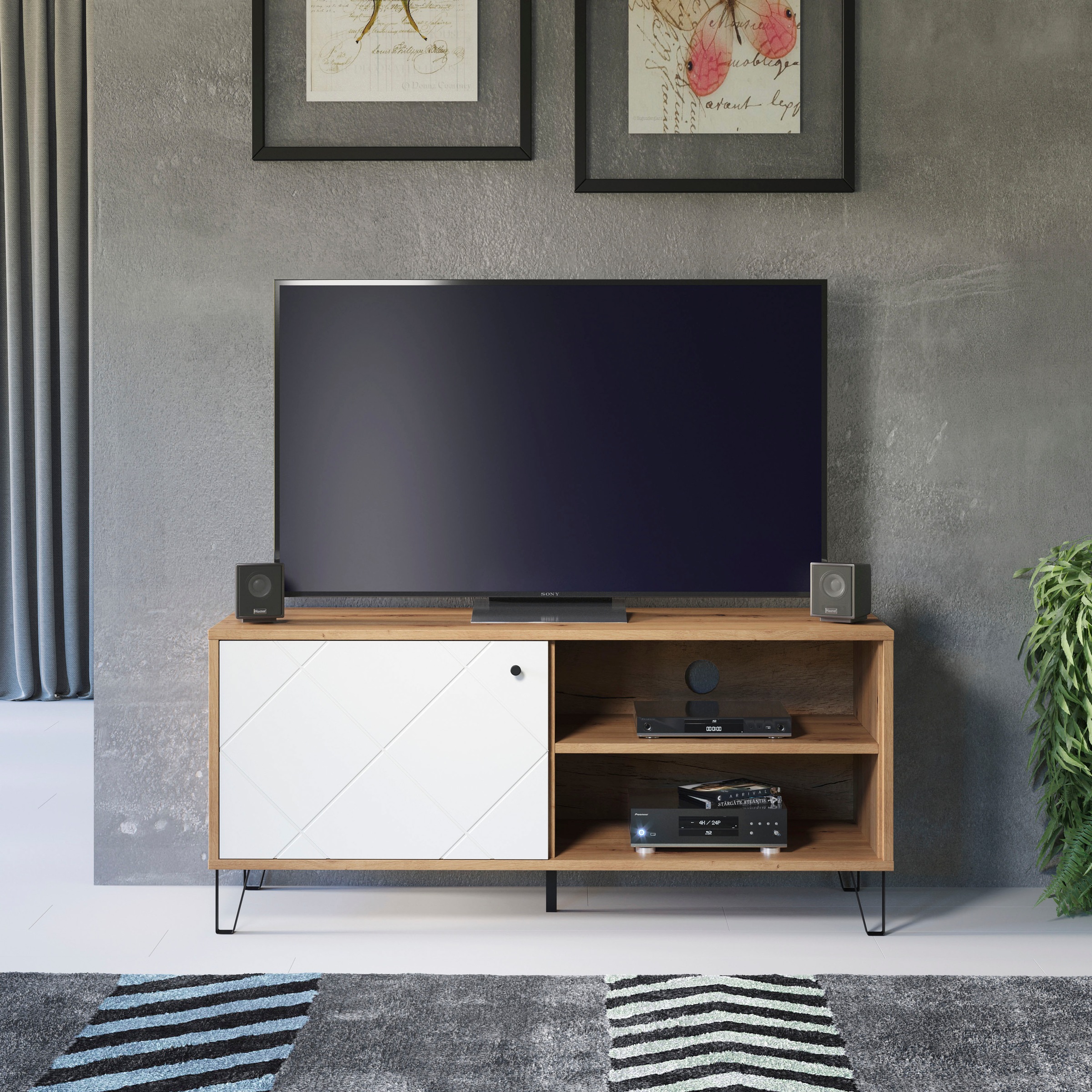 Home affaire Table basse »Tarragona TV-Kommode« meuble TV avec 1 porte & 2 compartiments - (L/P/H) 123/40/56 cm