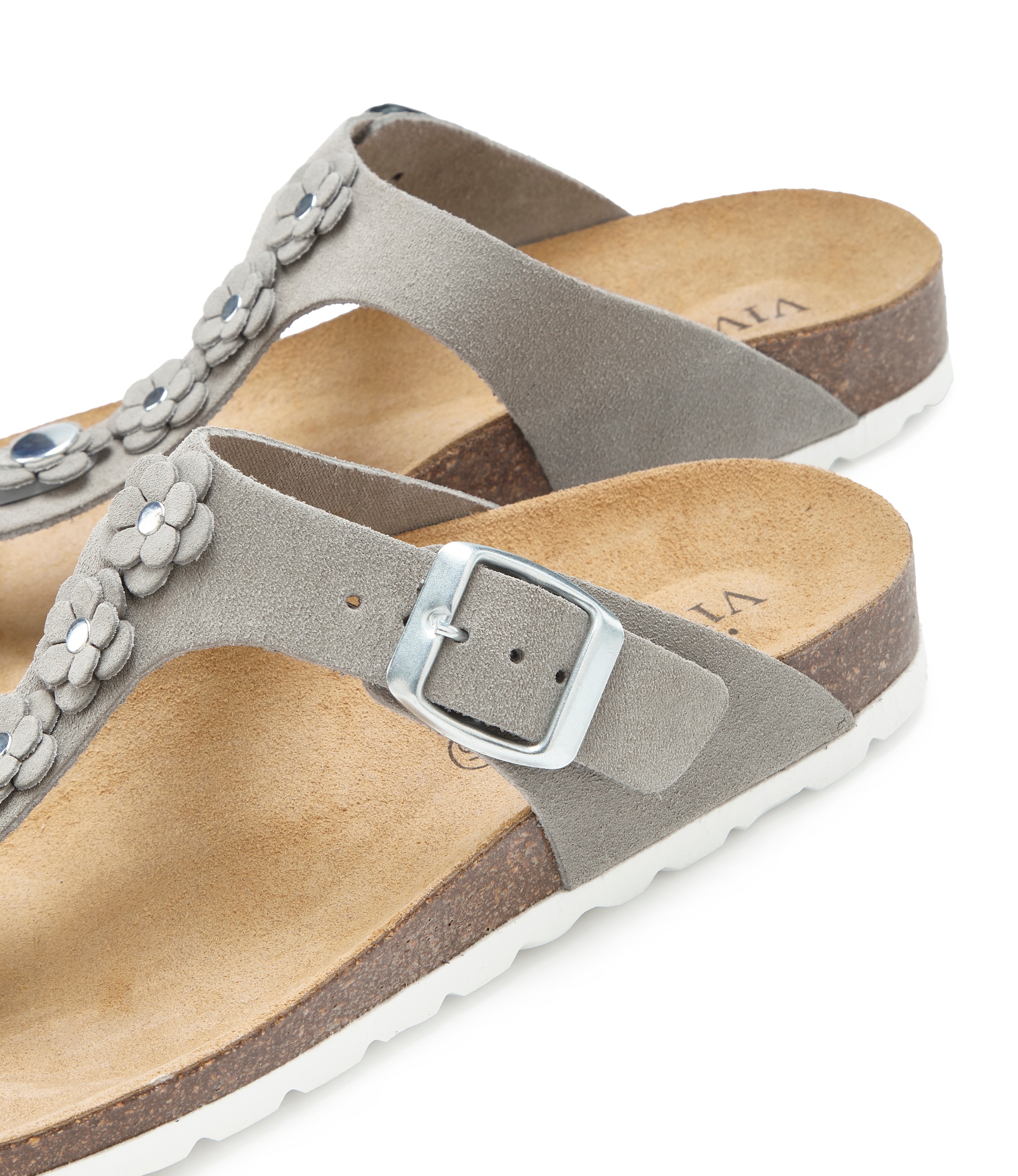 Vivance Pantolette »Mule, Sandale, offener Schuh, Sommerschuh,«  NEU aus Leder mit Korkfussbett und Blüten-Applikation