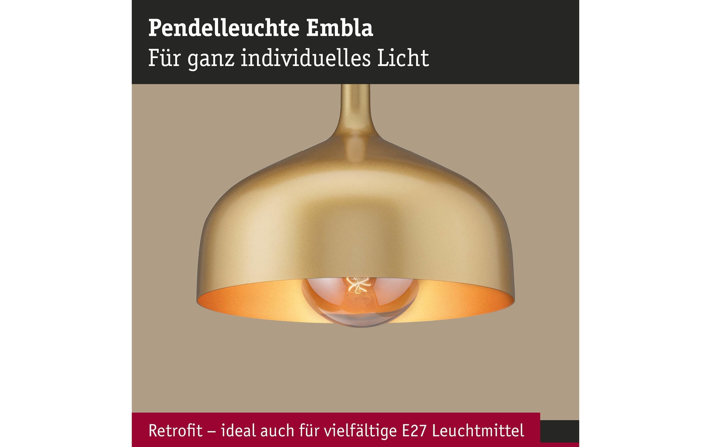 Paulmann Lampe suspendue »Pendelleuchte Embla II E27 Metall Metall«