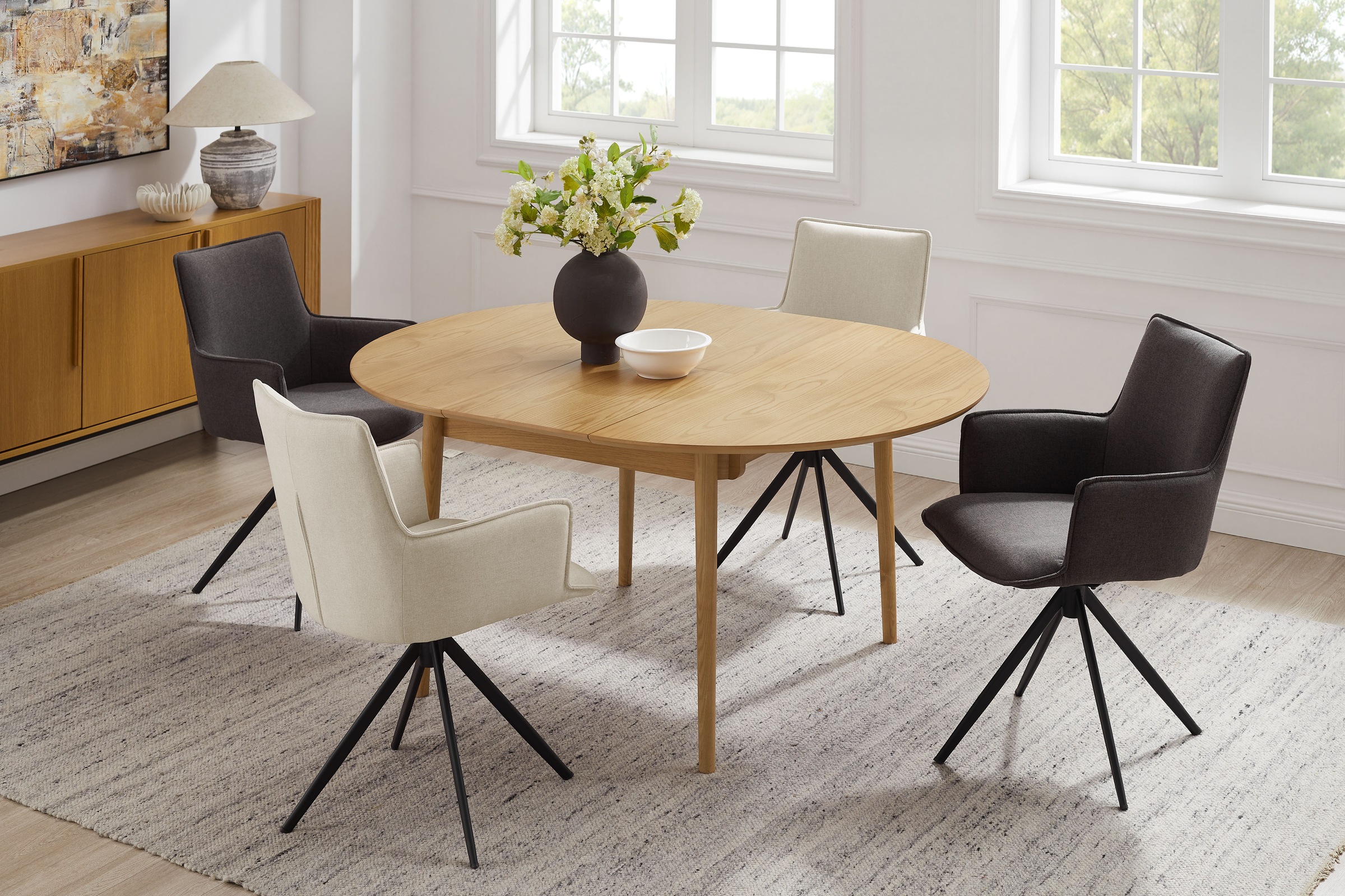 GOODproduct Drehstuhl »Amoreve« (Set) 2 Stk.hochwertiger Strukturstoff, ergonomisches Design, Metallgestell