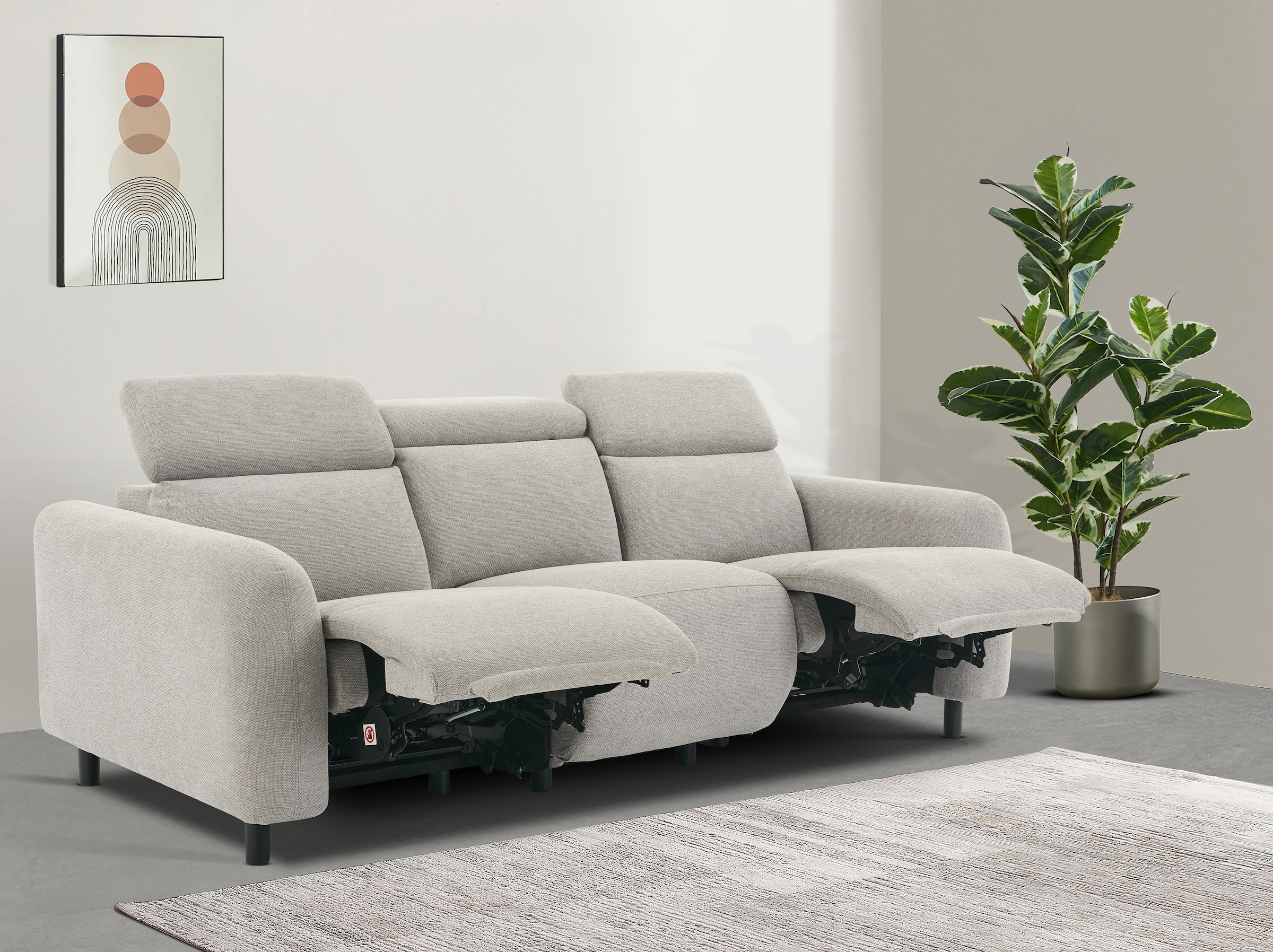 GOODproduct 3-places »SKAANE Struktur-Sofa, 229 cm, manuelle-u. elektrische Relaxfunktion« Fonction relaxation sur 2 sièges, dossier réglable, rembourrage à ressorts