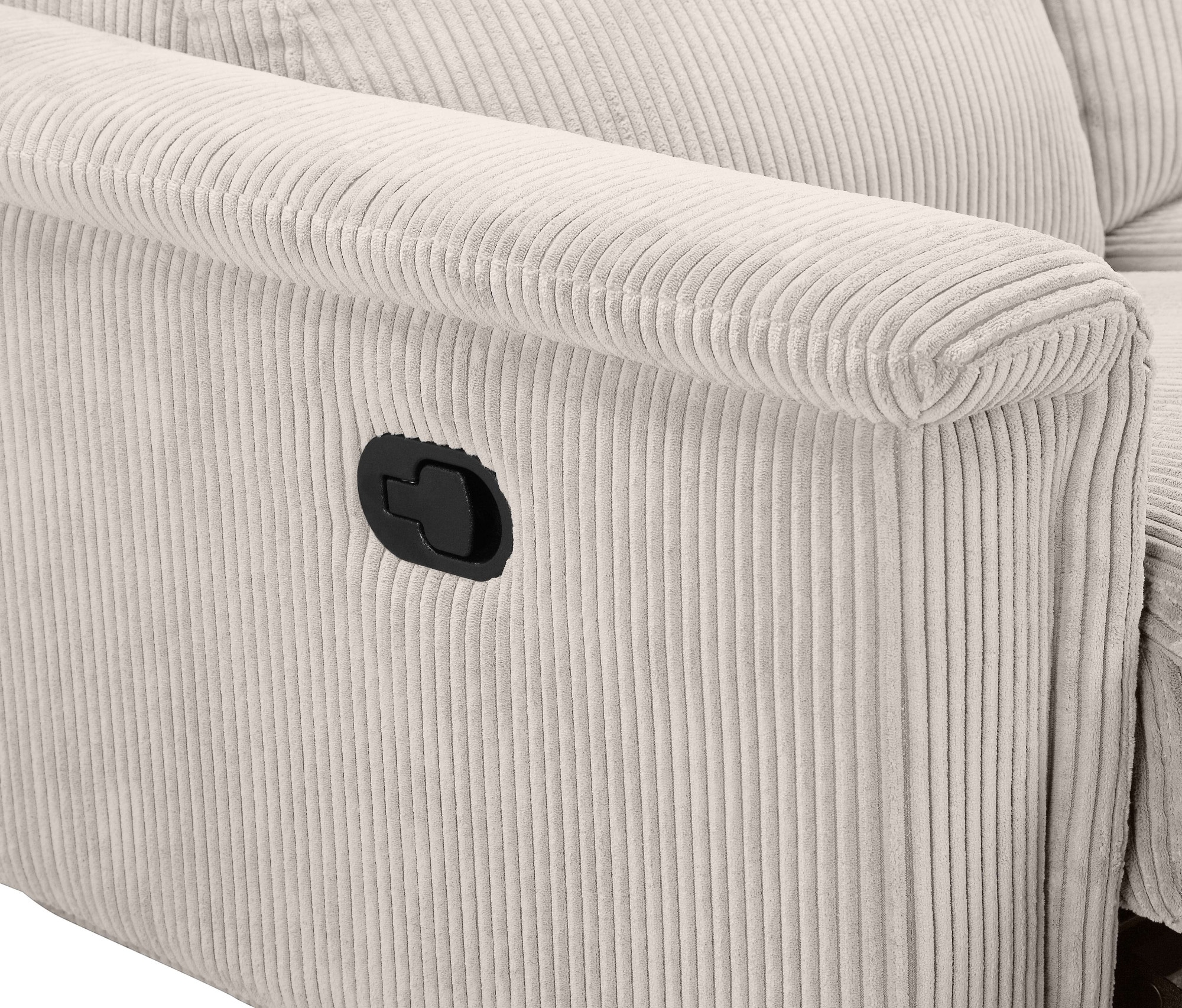 Home affaire 3-Sitzer »Lund Cord, mit manueller o. elektrischer Relaxfunktion in 2 Sitzen,« USB-C, Kopfteilverstellung, Breite 222 cm