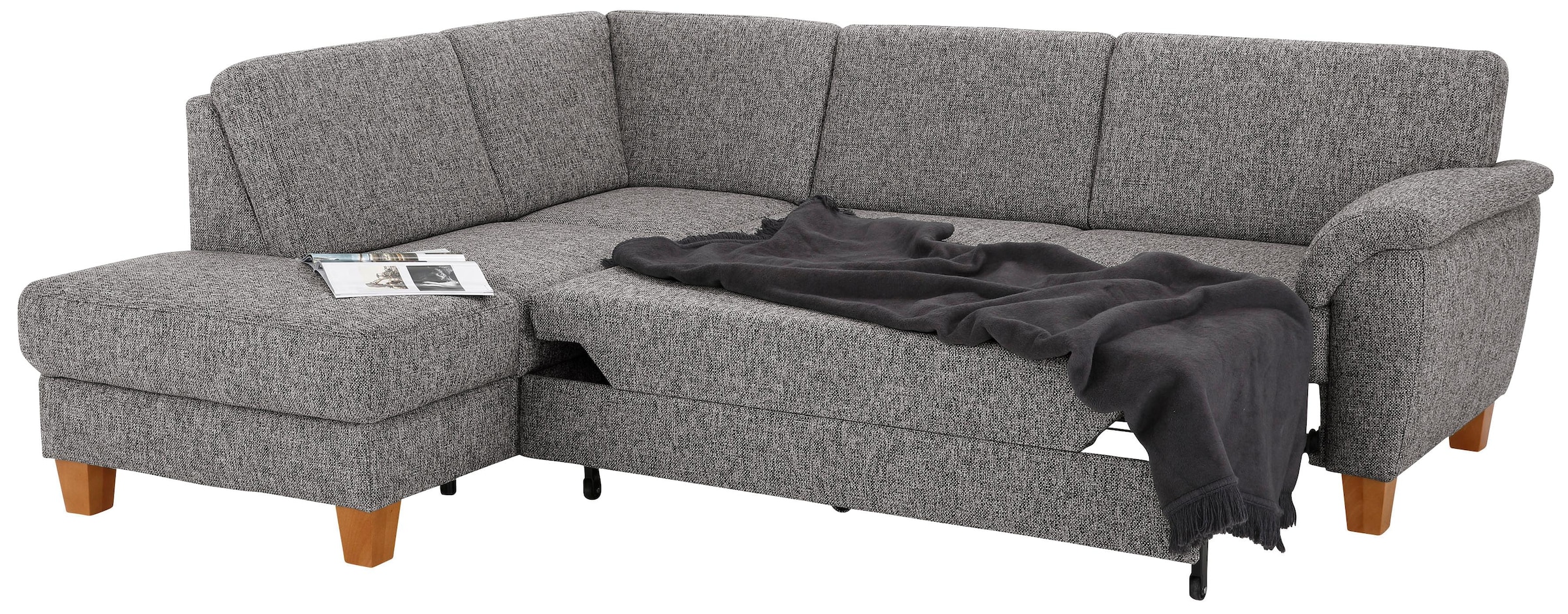 Home affaire Ecksofa »Alta L-Form«, mit Federkern und Kontrastnaht, Füsse Buche eichefarben
