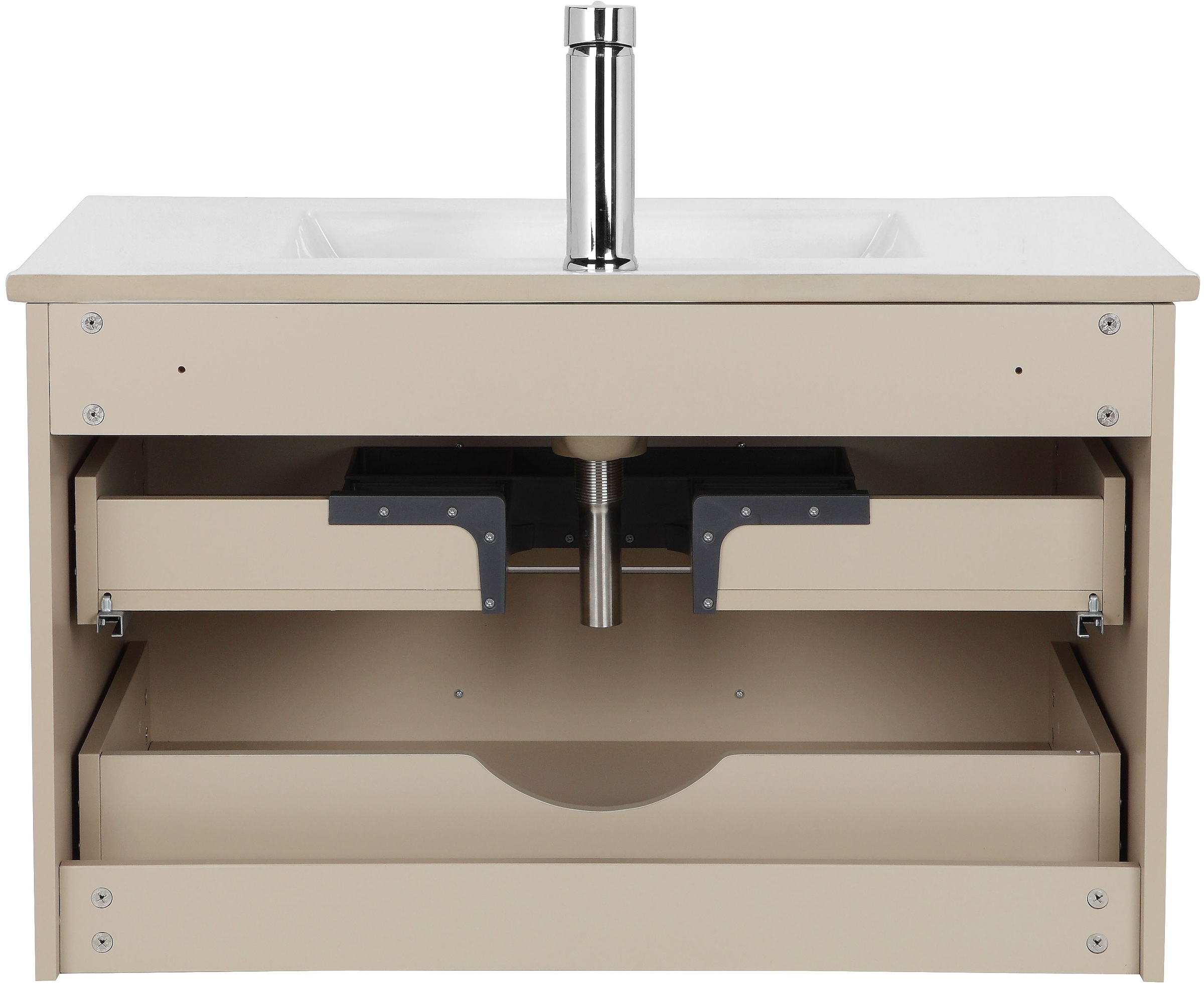 welltime Waschtisch »Florenz Badmöbel Badschrank mit Waschbecken« Waschplatz mit 2 Auszügen und Softclose Breite 80cm