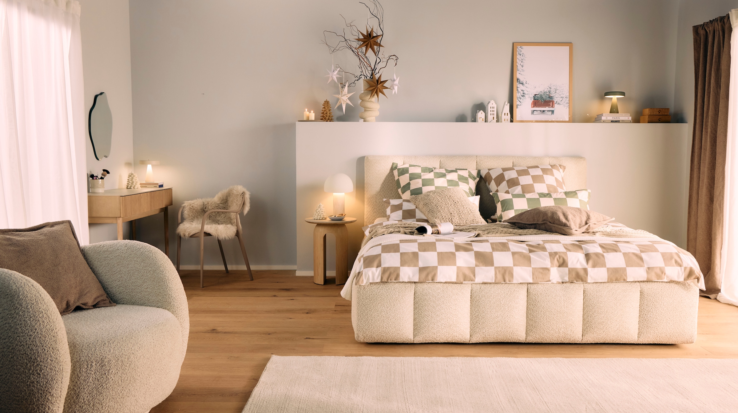 homsy by Ana Johnson Nachttisch »Solva« geriffelte Front, helle Holzoptik aus Eschenholz, Breite 39 cm