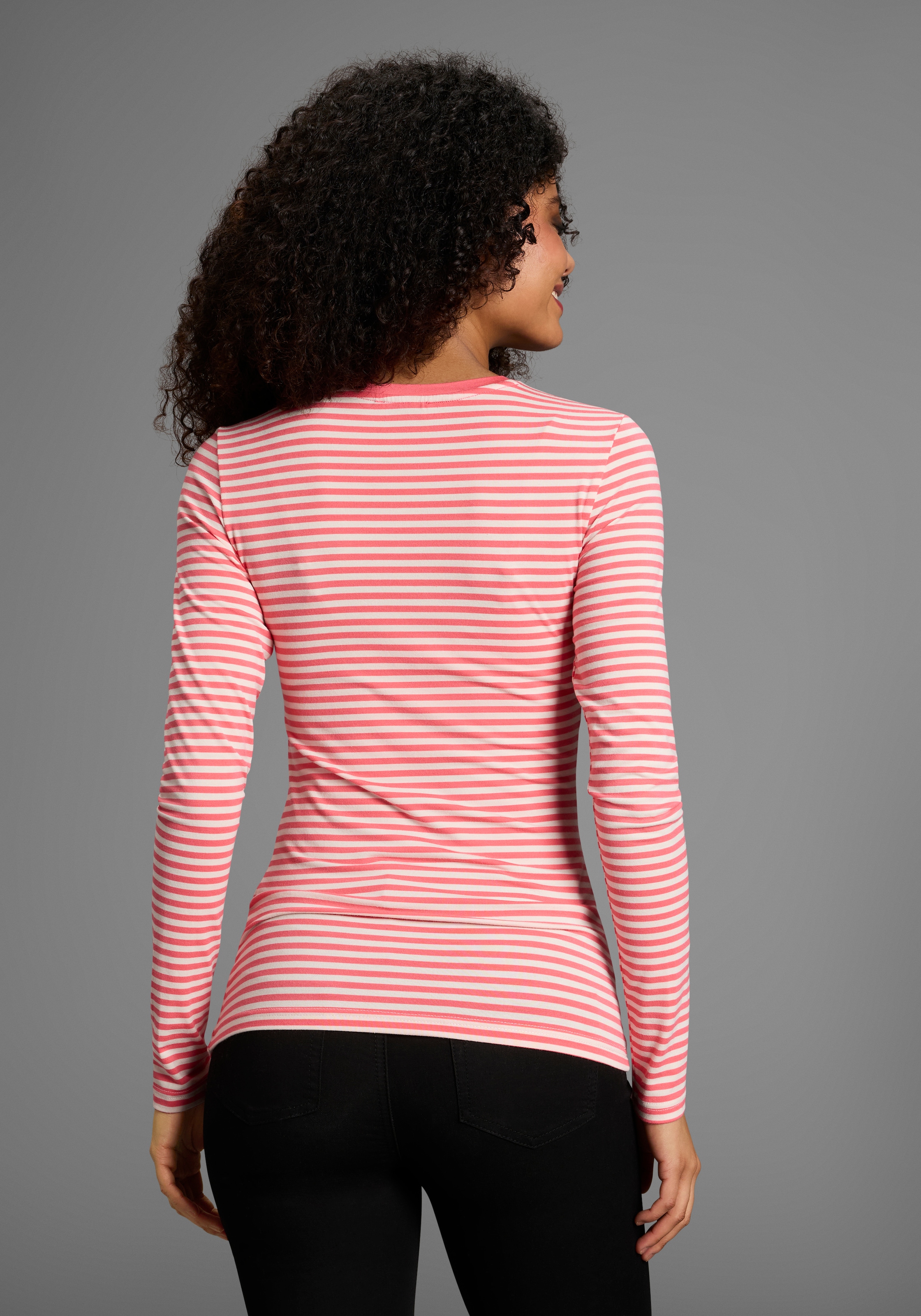 Flashlights Longsleeve hüftlange Schnittform, mit Rundhalsausschnitt, gestreifte Optik