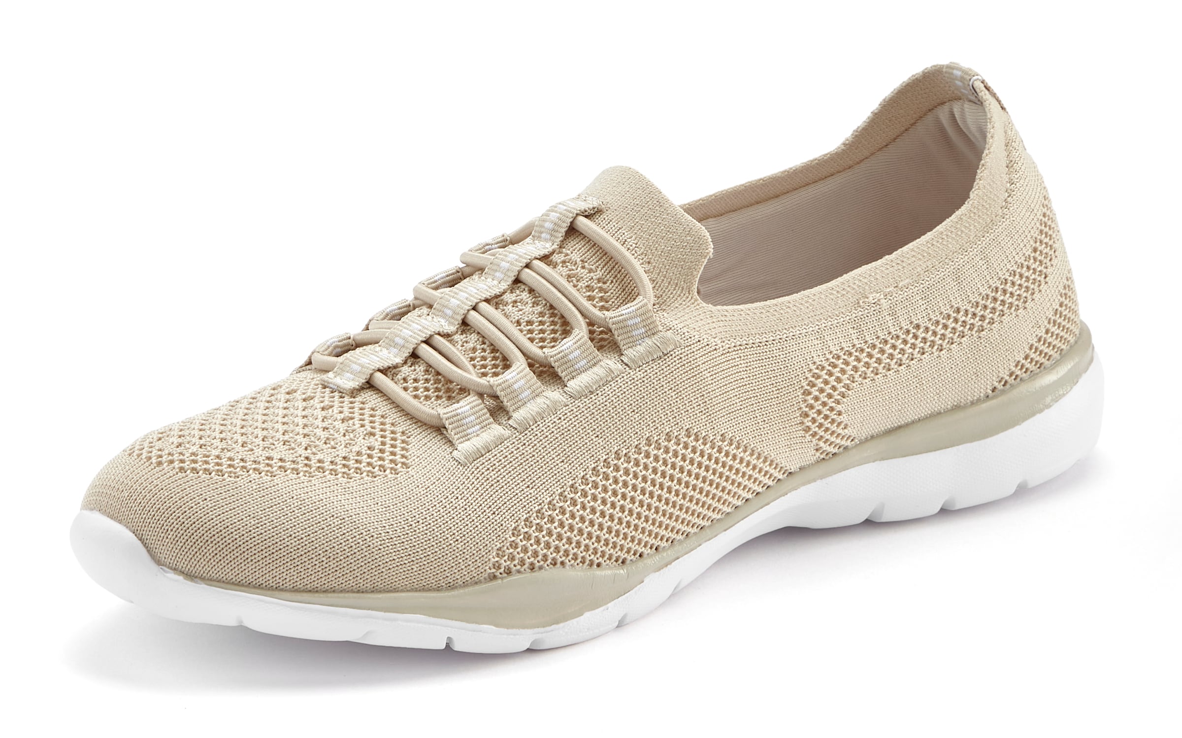LASCANA Sneaker »Slipper, Halbschuh, leichtes Meshmaterial«  zum Reinschlüpfen mit elastischen Schnürbändern VEGAN