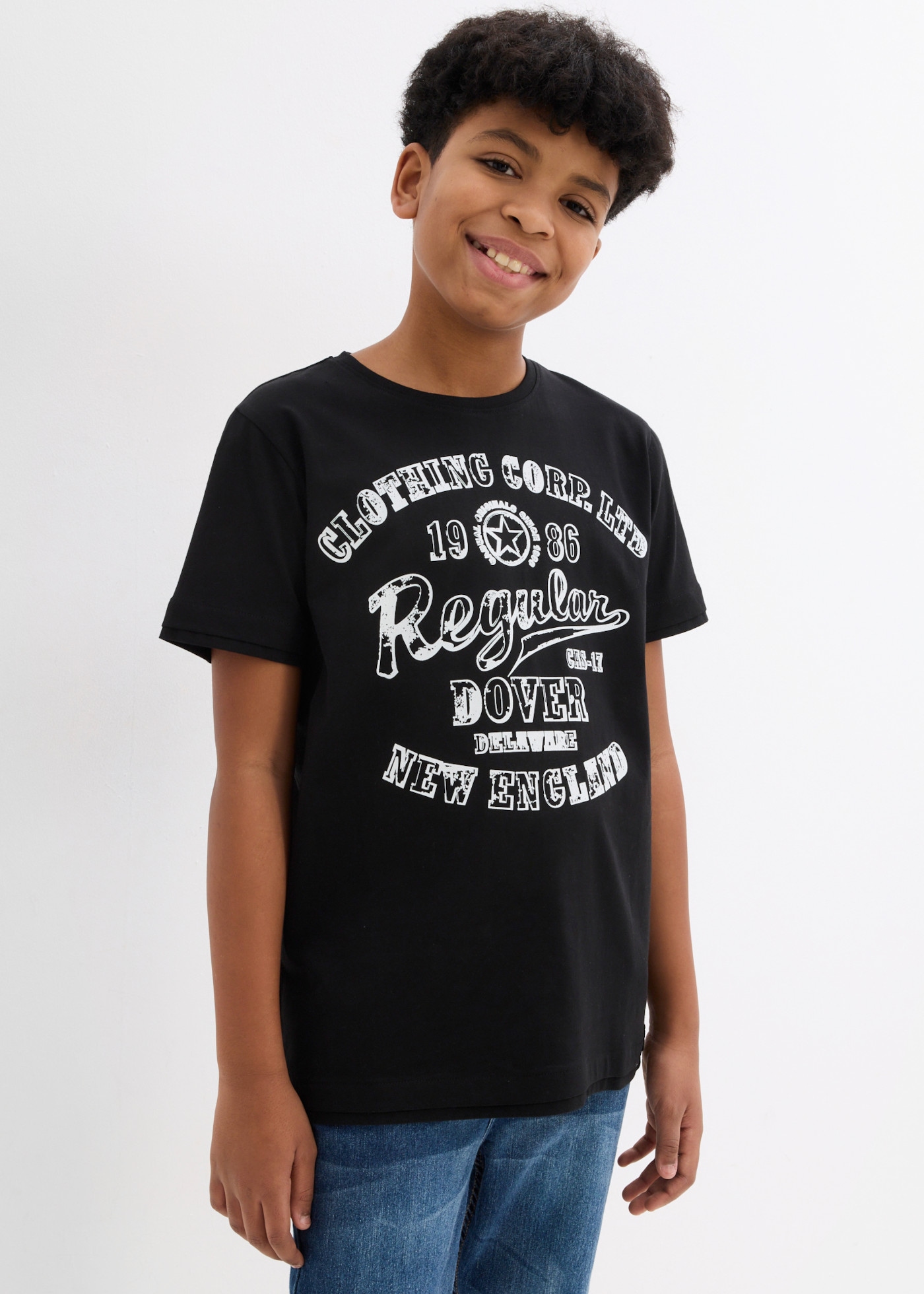 bonprix T-shirt Paquet, lot de 2, 2 coupe confortable, manches courtes, en pur coton
