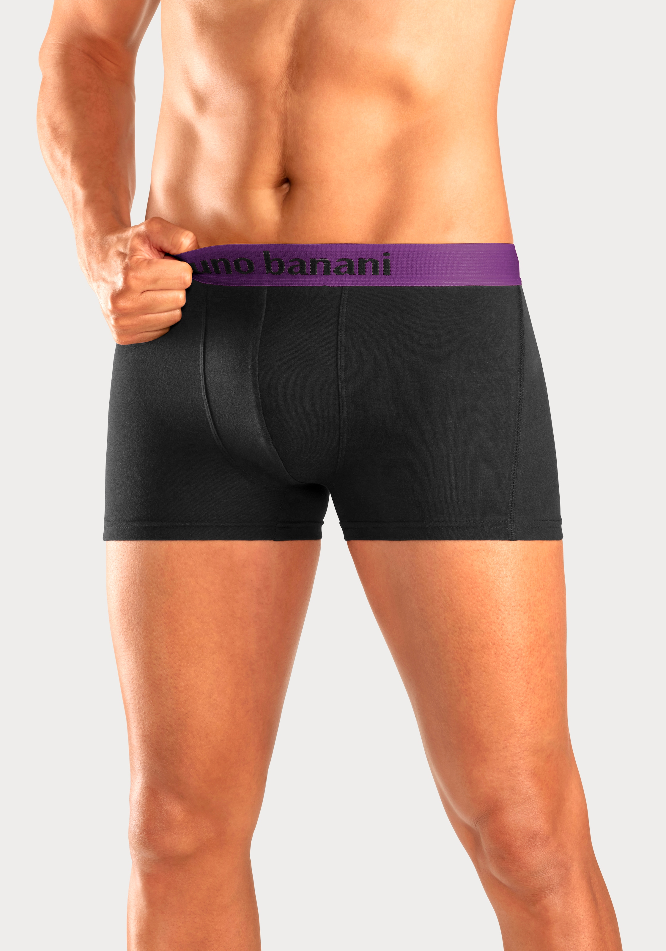Bruno Banani Boxer »Boxershorts für Herren«, (Packung, 4 St.), mit farbigen Marken-Schriftzug am Bündchen