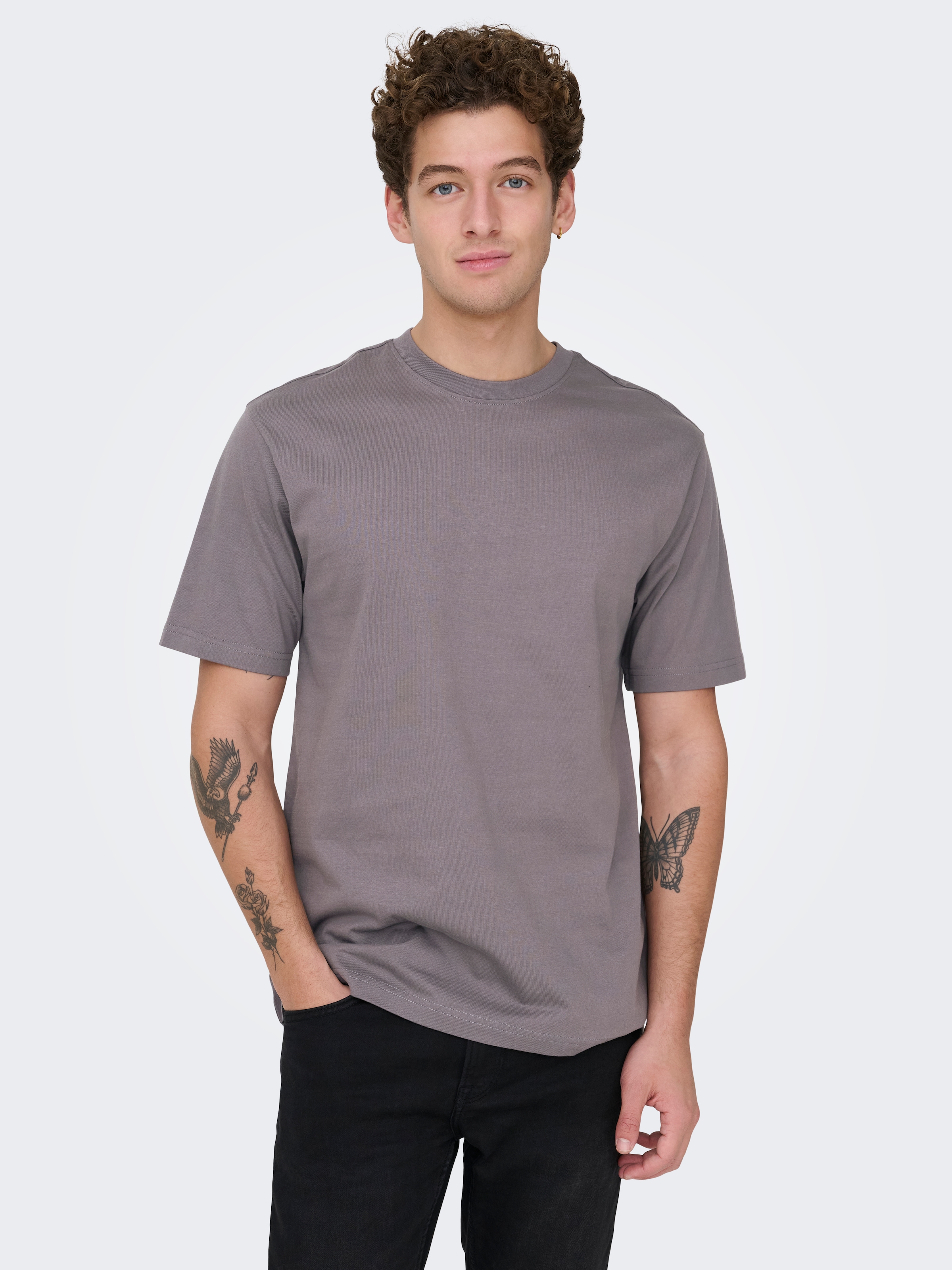 Image of ONLY & SONS Rundhalsshirt "ONSFRED RLX SS TEE" Baumwolle, relaxed fit