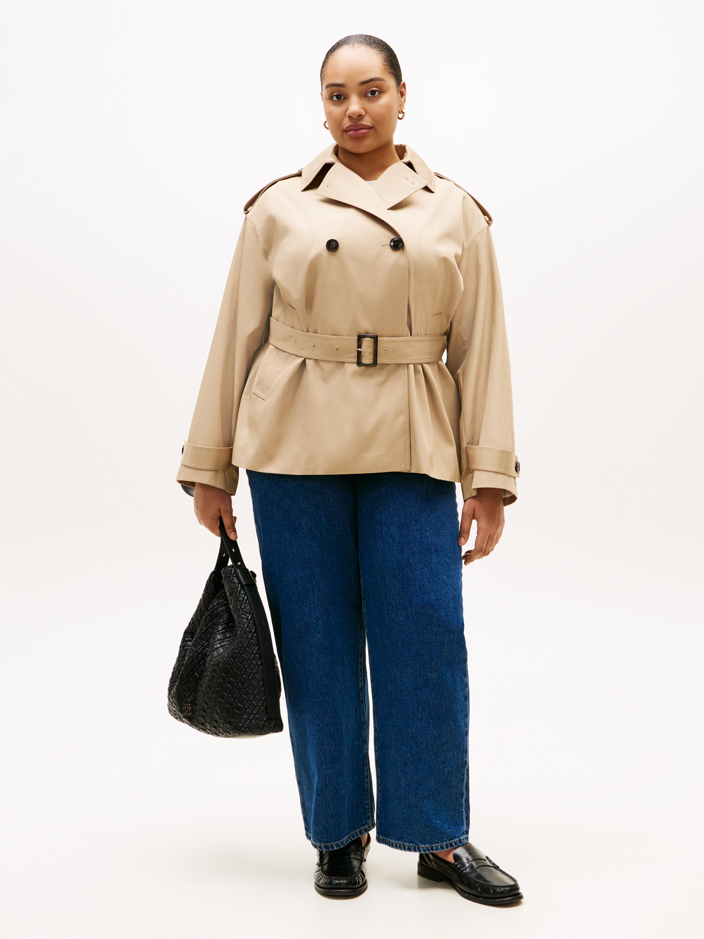 Tommy Hilfiger Curve Bikerjacke »CRV COTTON SHORT TRENCH« in grossen Grössen