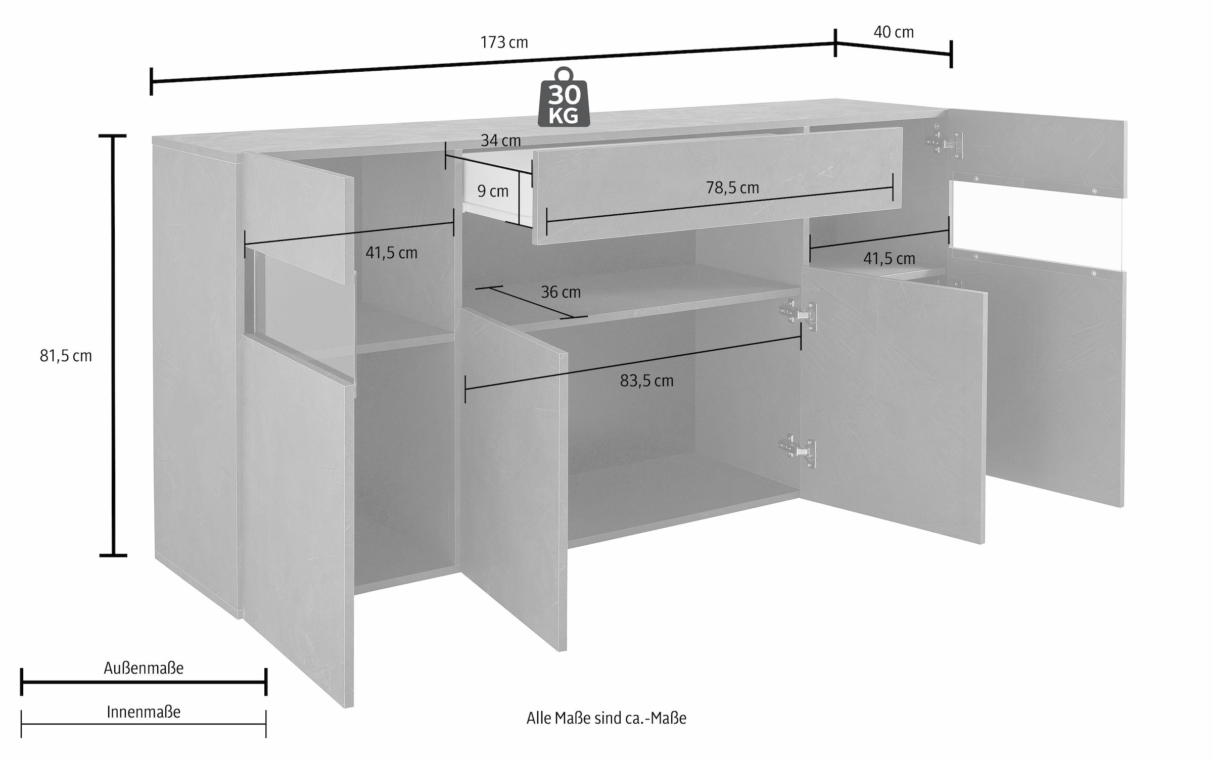 INOSIGN Sideboard, Breite 173 cm, ohne Beleuchtung