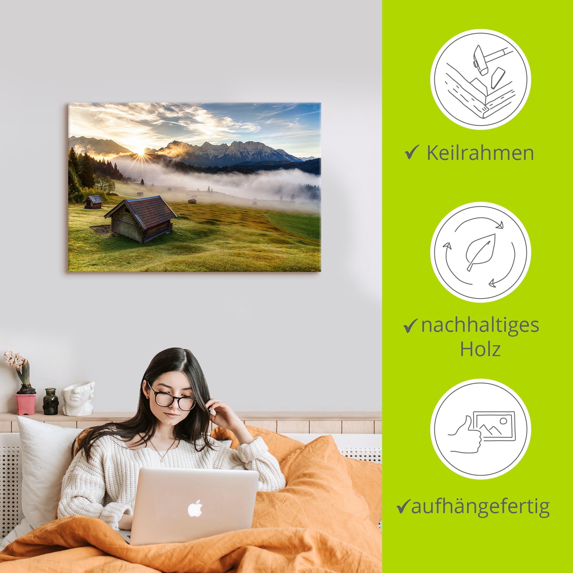 Artland Fresque murale »Herbst in Bayern« 1 cuis tlg. als Alubild, Leinwandbild in verschied. Grössen