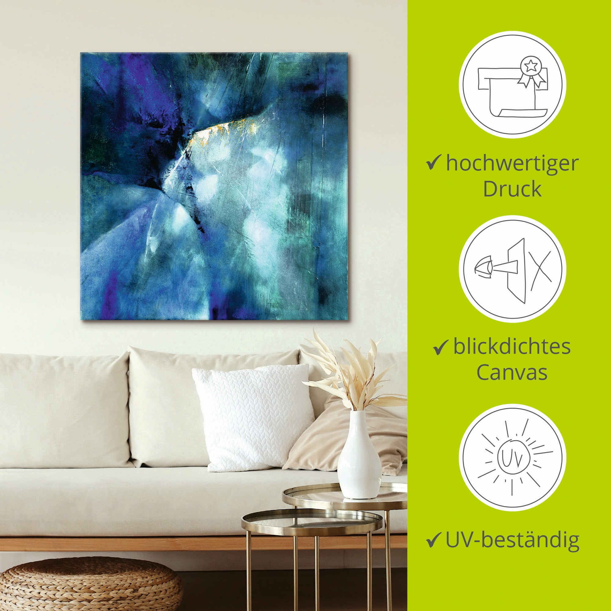 Artland Leinwandbild »Komposition in blau« Gegenstandslos 1 Stk. tlg. auf Holzrahmen gespannt